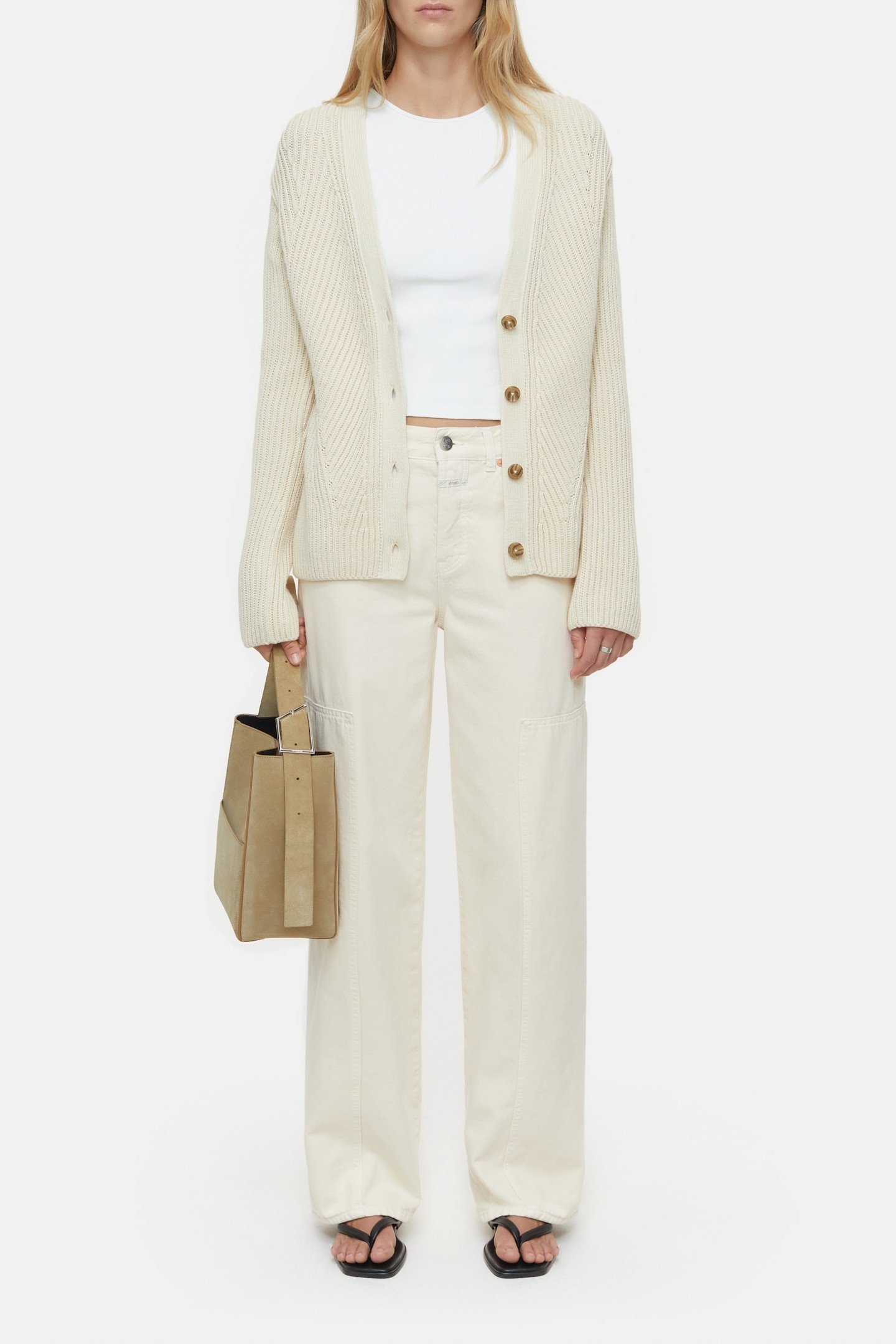 V CARDIGAN LONG SLEEVE KNITS IVORY 4