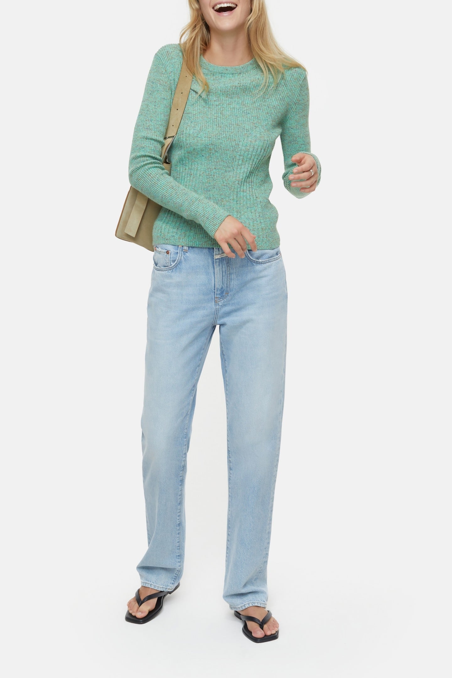 LONG SLEEVE CREW NECK KNITS GREEN KICK 2