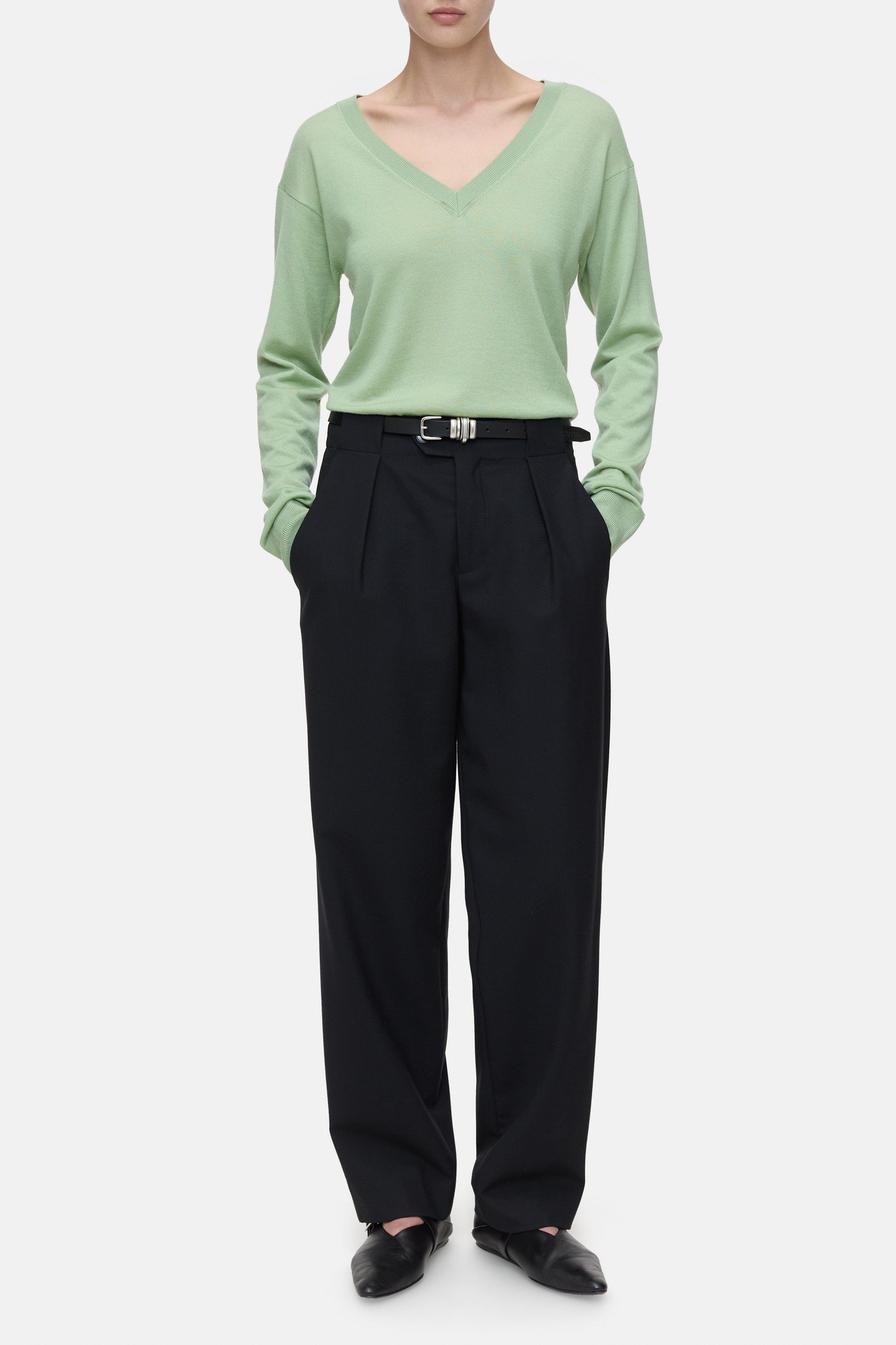 V NECK BOXY KNITS GIADA GREEN 3