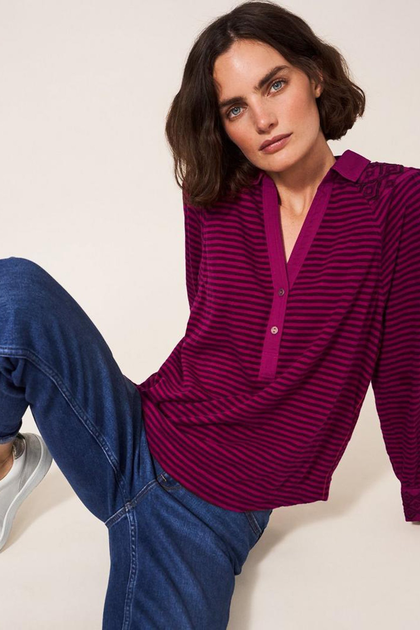 AGNES EMBROIDERED JERSEY SHIRT PINK MLT 7