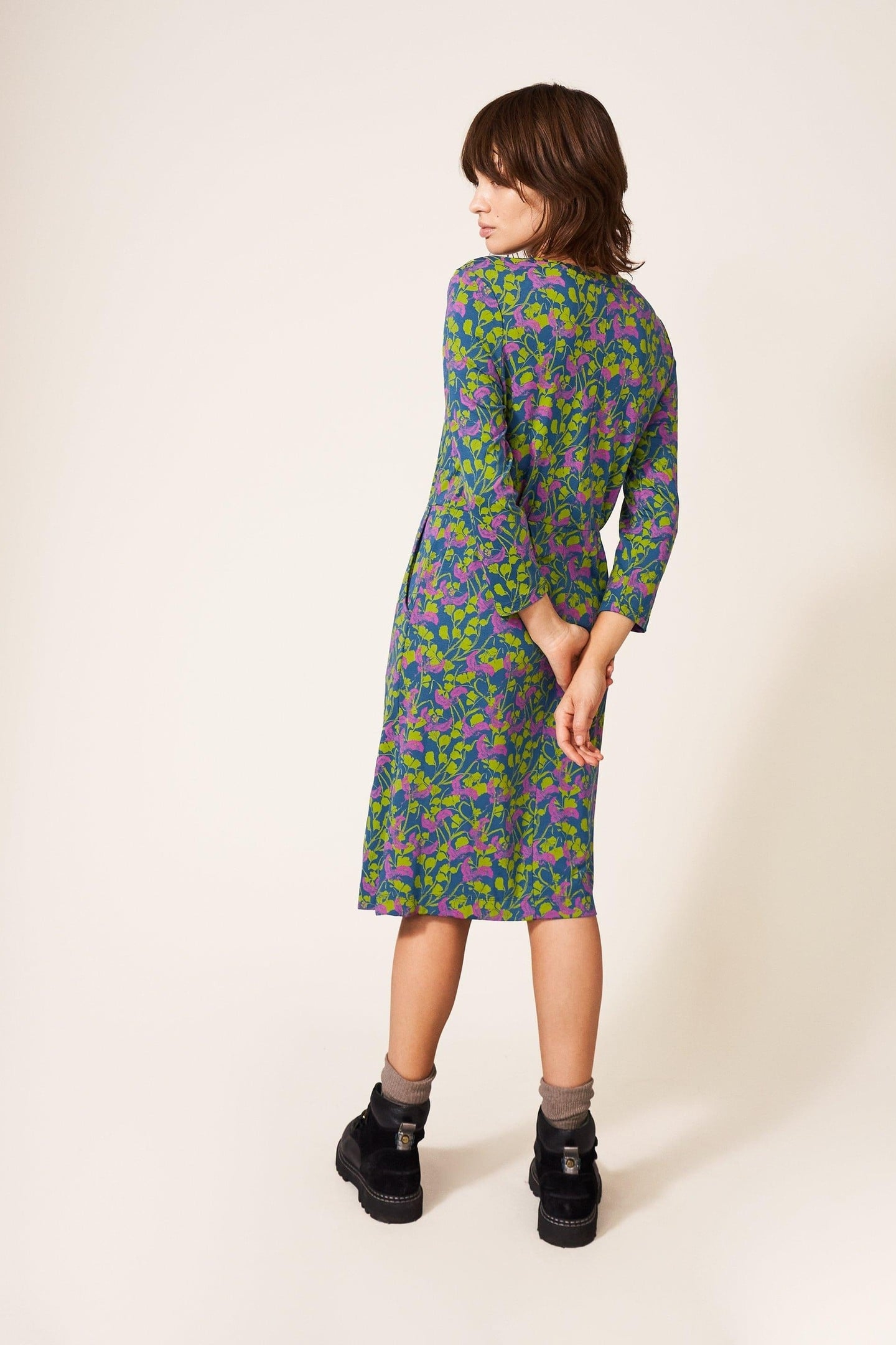 TALIA JERSEY DRESS TEAL MULTI 1