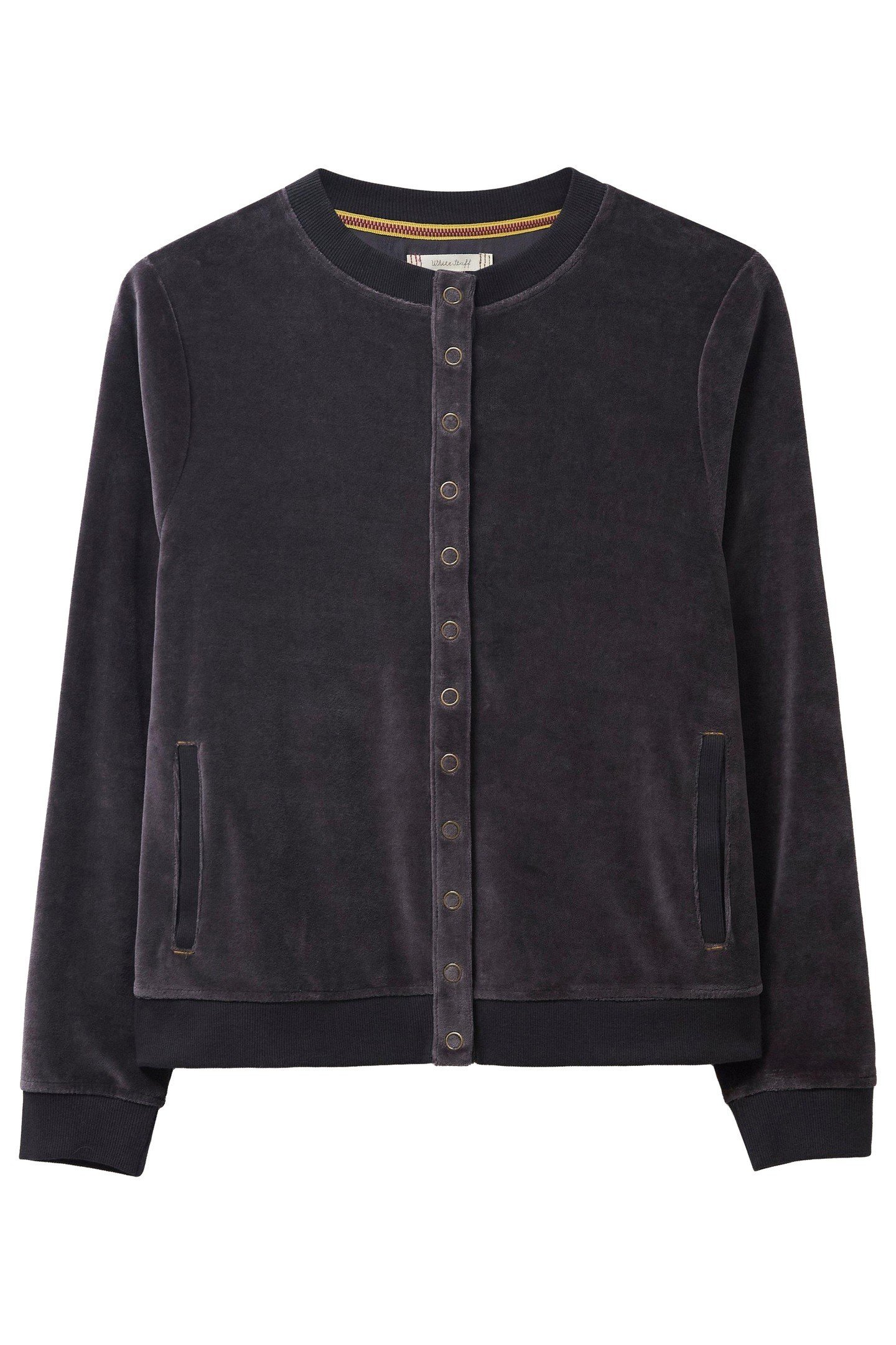 VELOUR BUTTON THROUGH CHARCOAL GREY 2