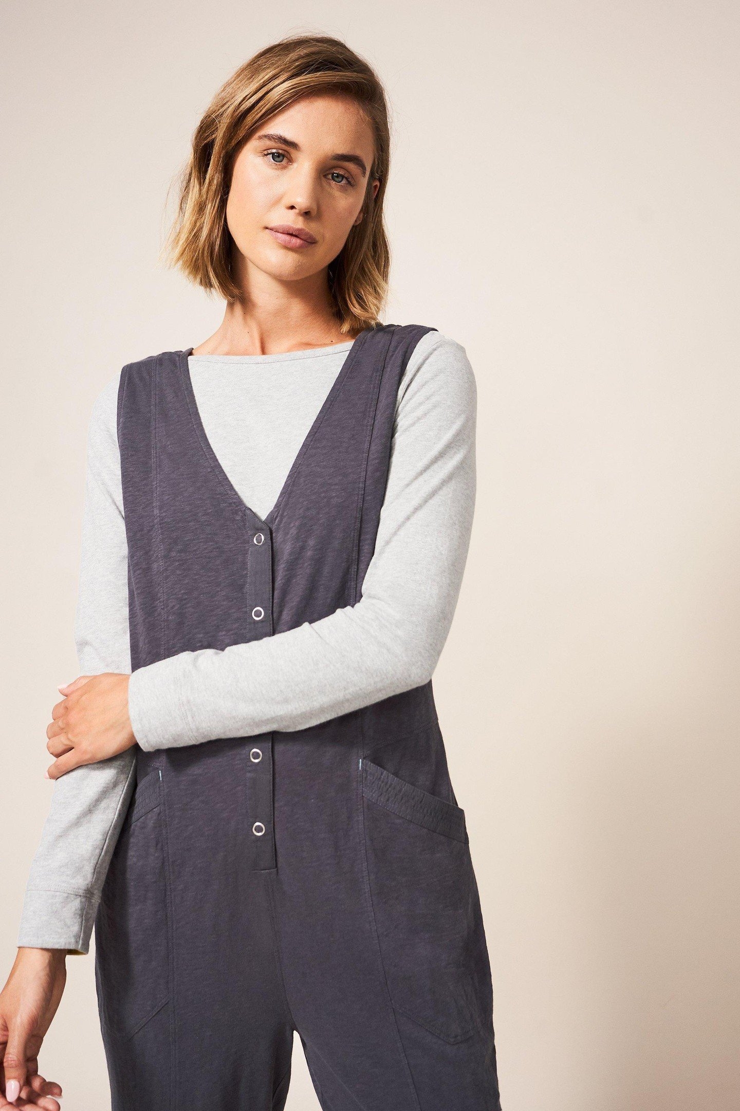 ISLA JERSEY JUMPSUIT CHARCOAL GREY 1
