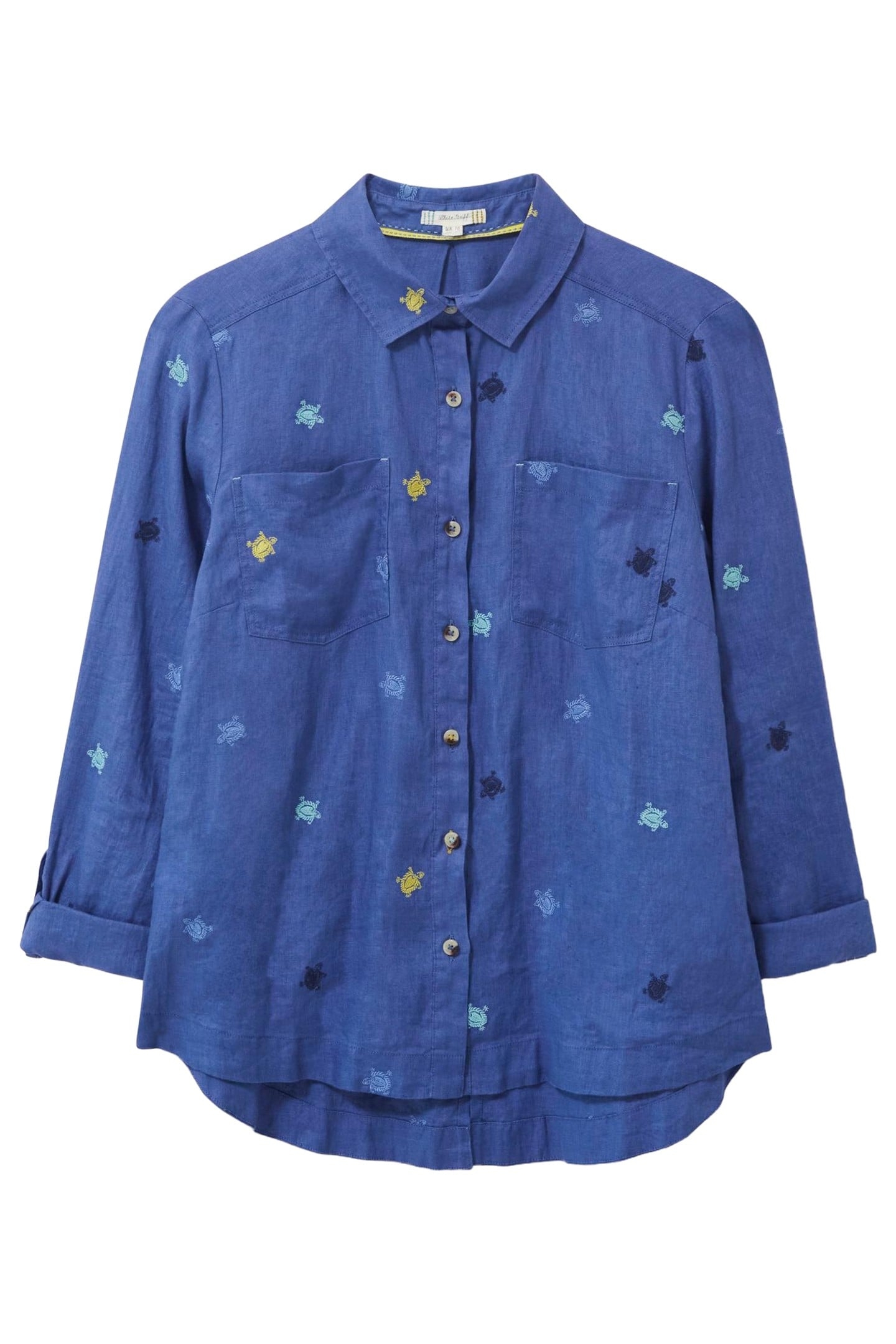 LAYLA EMB LINEN SHIRT BLUE MULTI 3