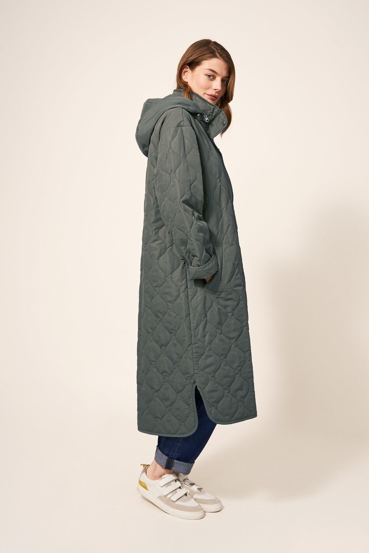 MOLLY QUILTED COAT KHAKI GREEN 2
