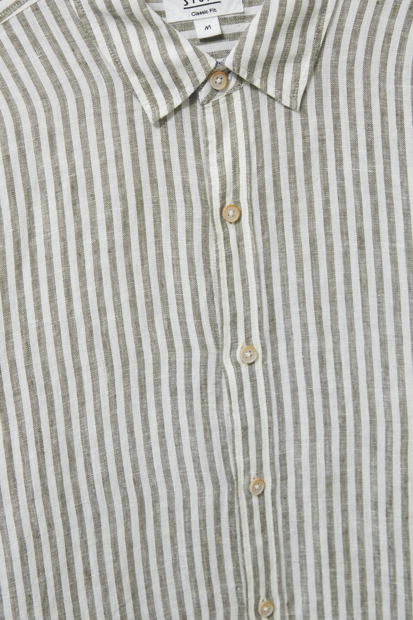 PEMBROKE LS STRIPE LINEN SHIRT KHAKI GREEN 4
