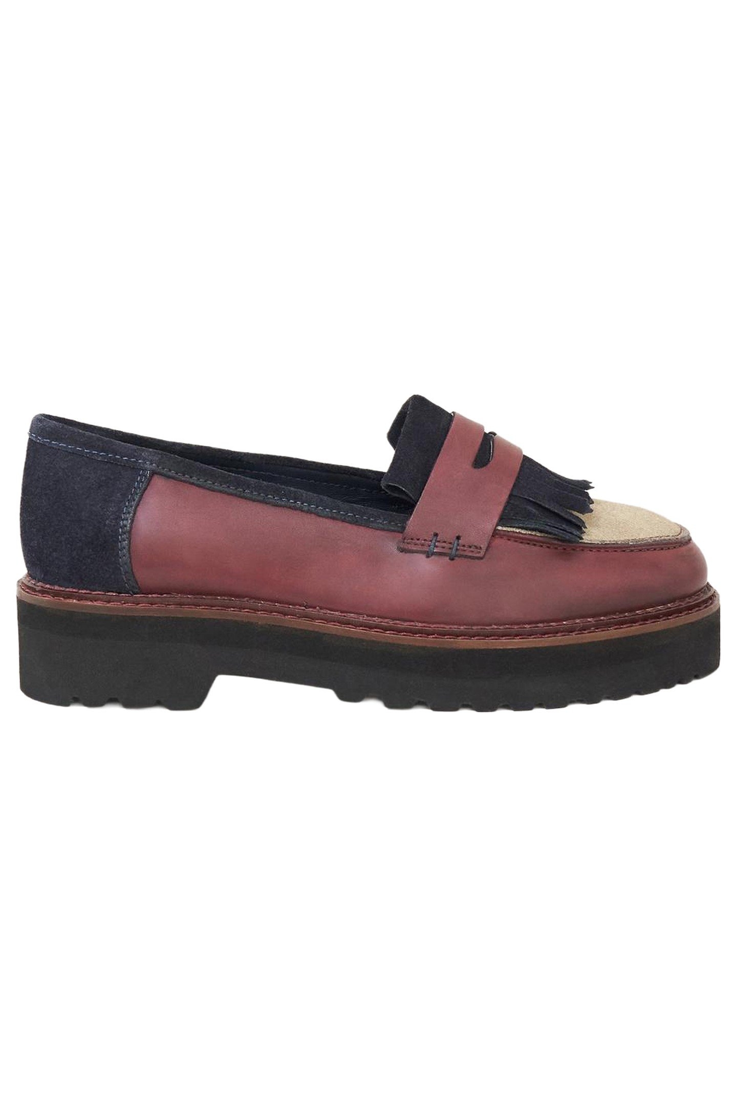 ELVA CHUNKY LEATHER MIX LOAFER NAVY MULTI 1