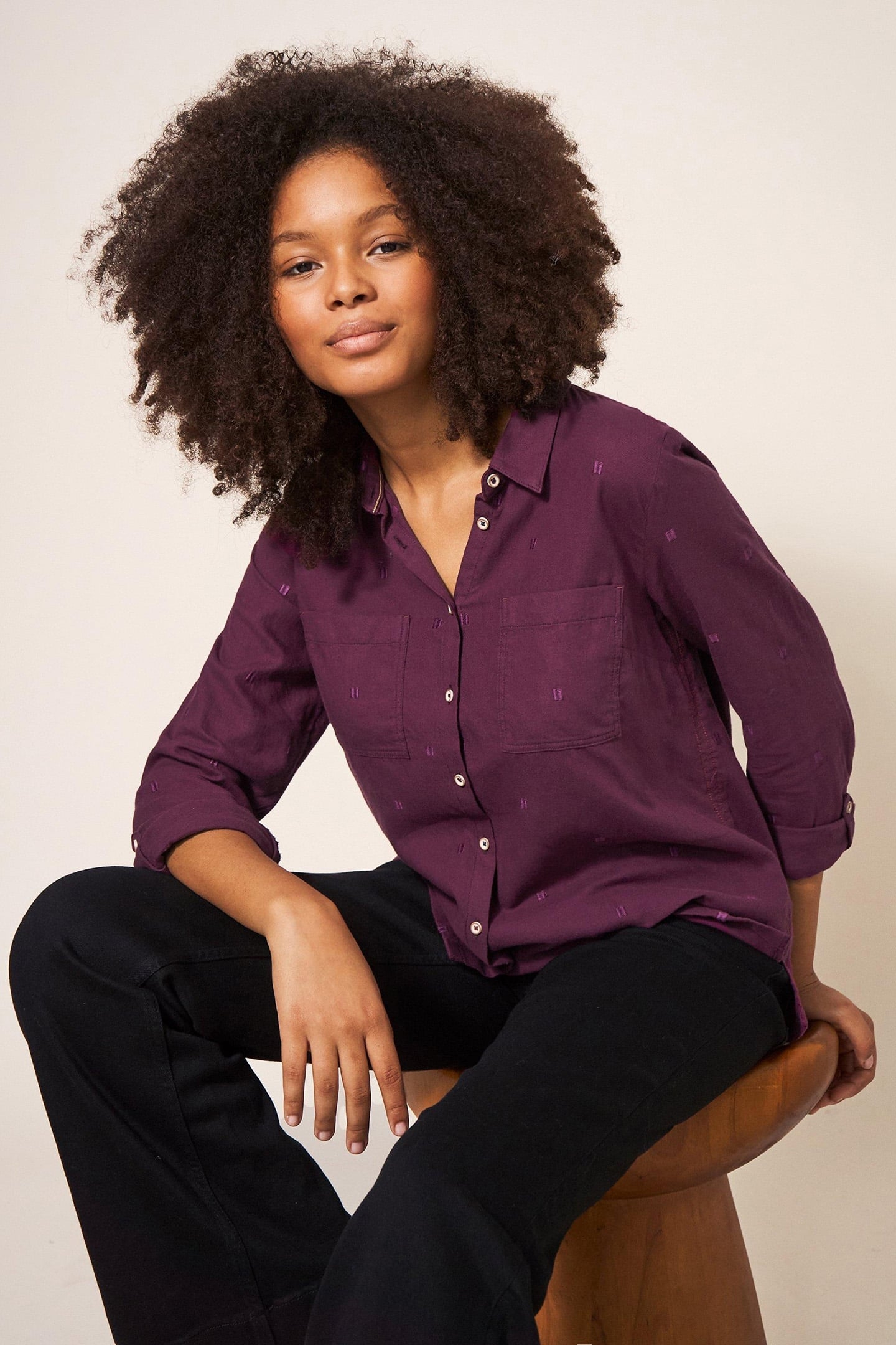 SOPHIE ORGANIC COTTON SHIRT DARK PLUM 4
