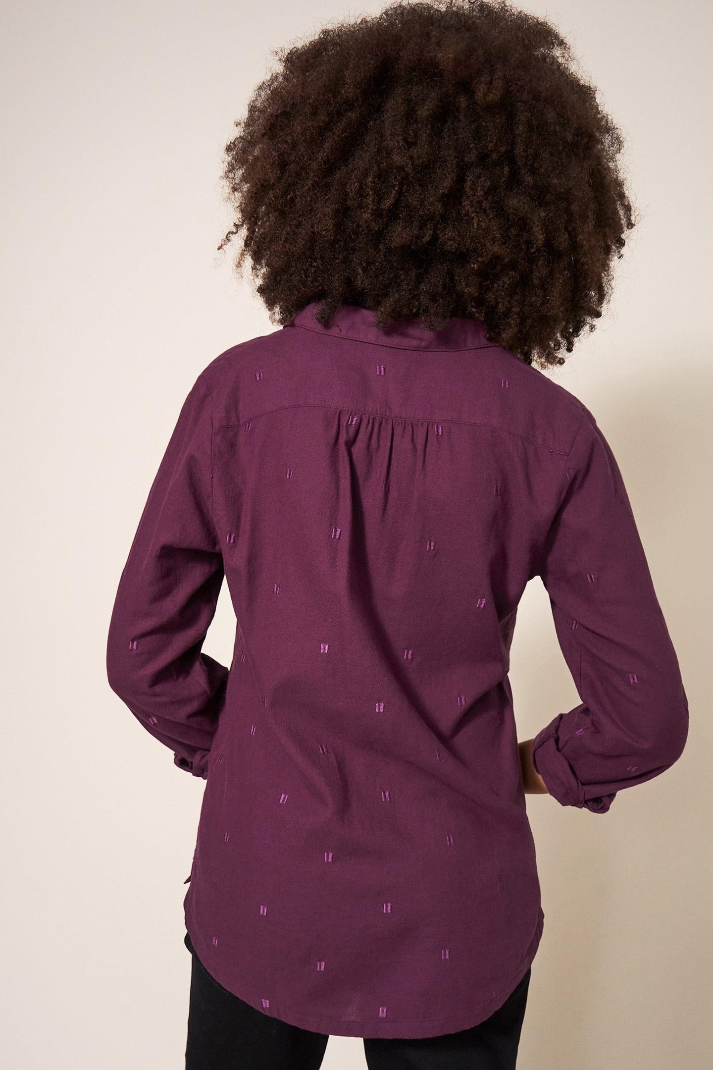 SOPHIE ORGANIC COTTON SHIRT DARK PLUM 5