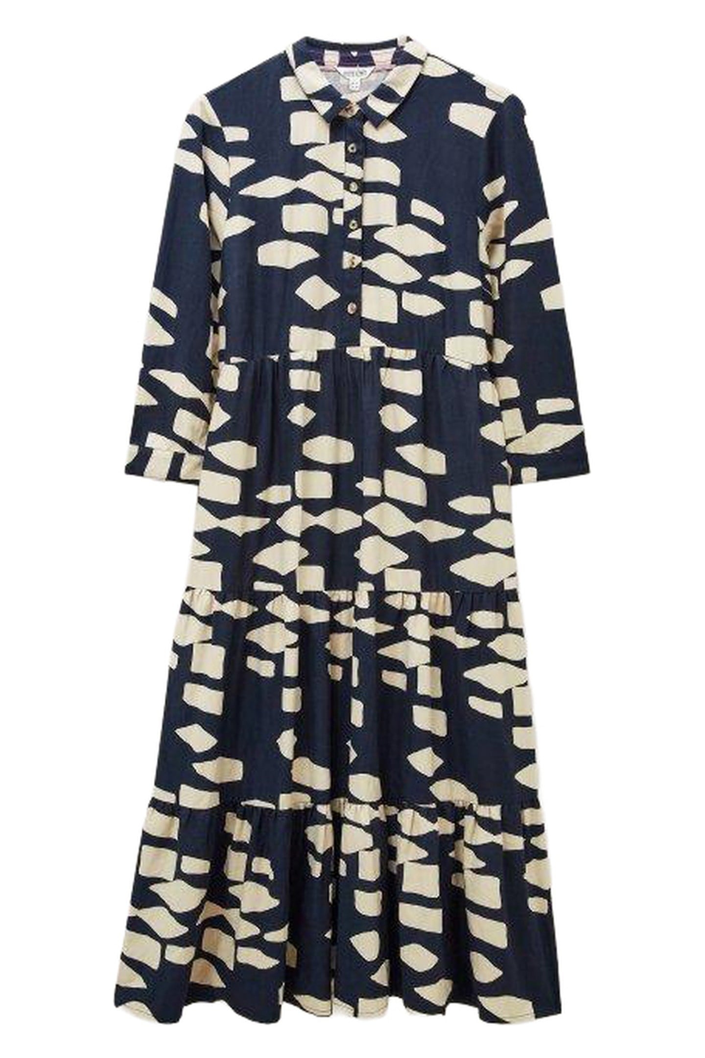 MAYA TIERED SHIRT DRESS BLACK PRINT 1