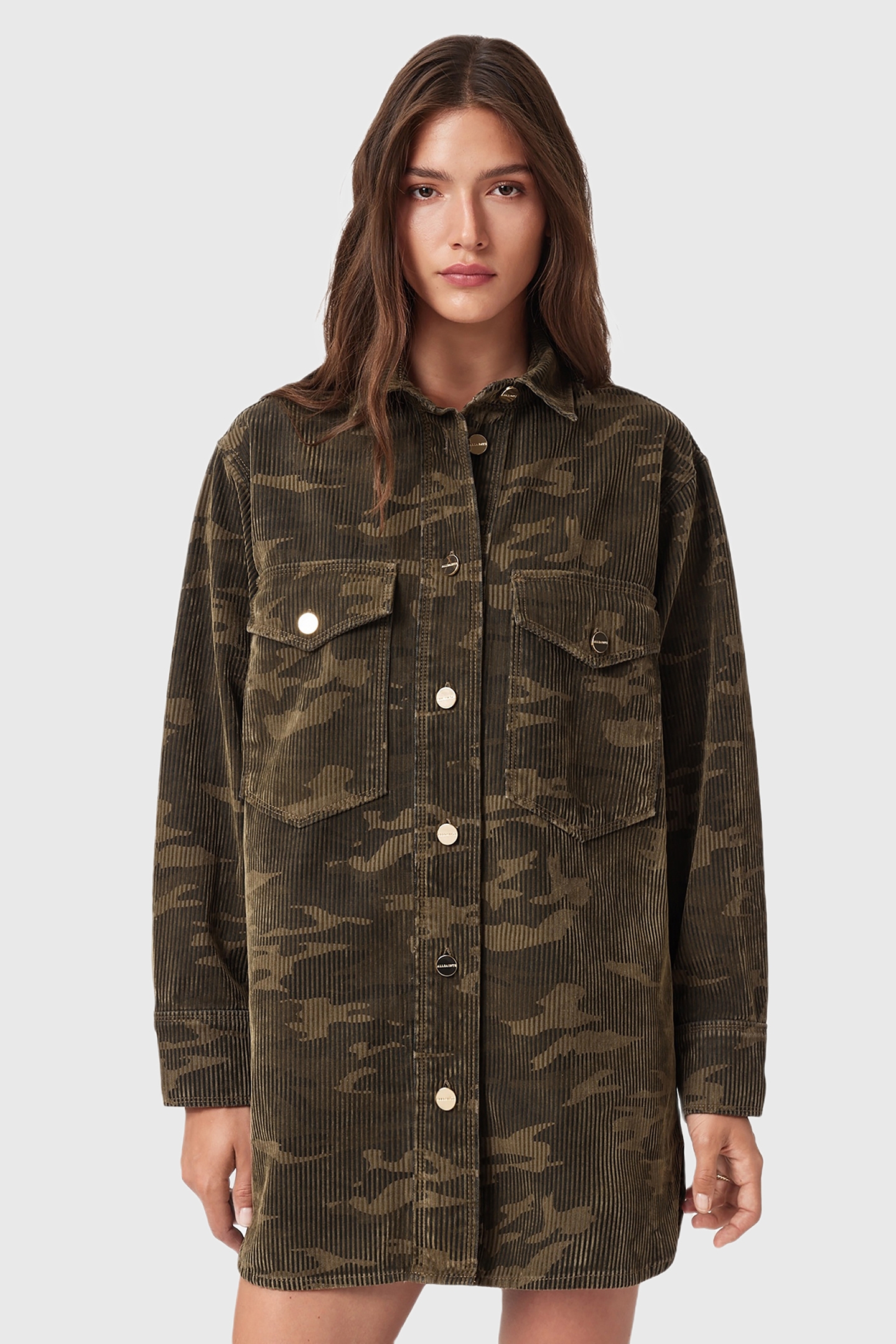 FAYE FLOCKED DRESS CAMO GREEN 1