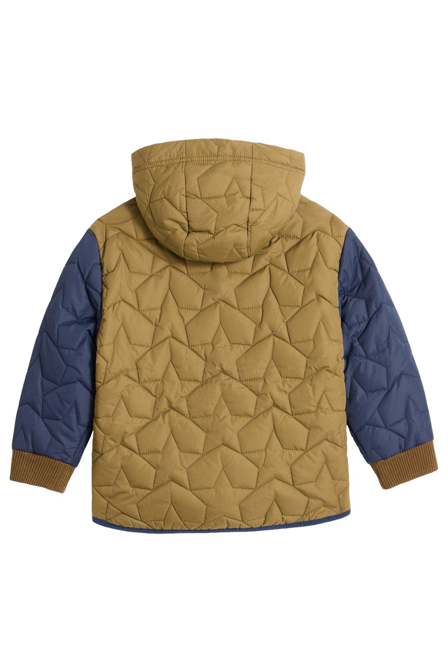 STAR QUILTED COLOURBLOCK COAT KHAKI GREEN 2