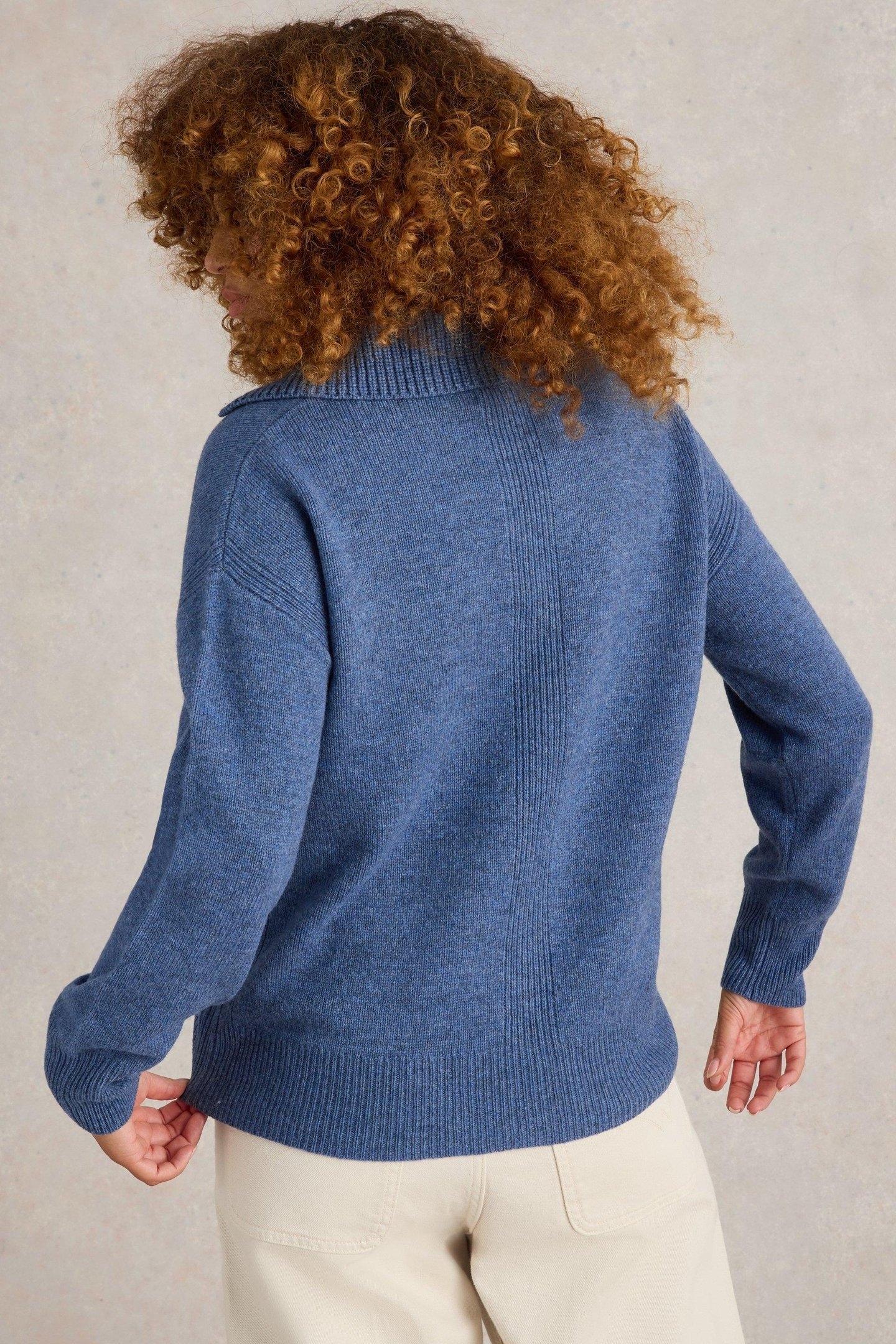 COLLAR WOOL BLEND JUMPER MID BLUE 2