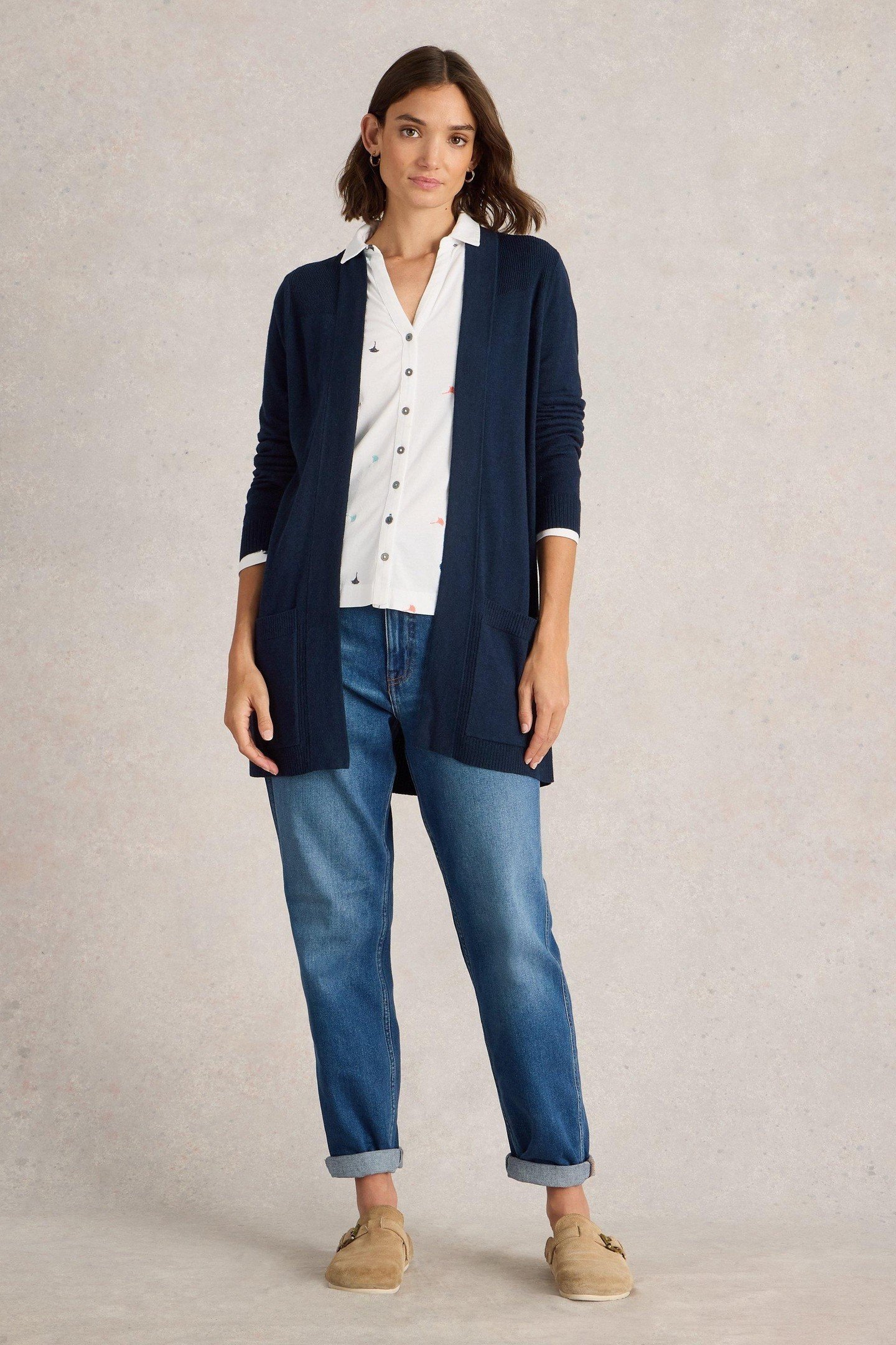 TANYA LONGLINE CARDI FRENCH NAVY 1