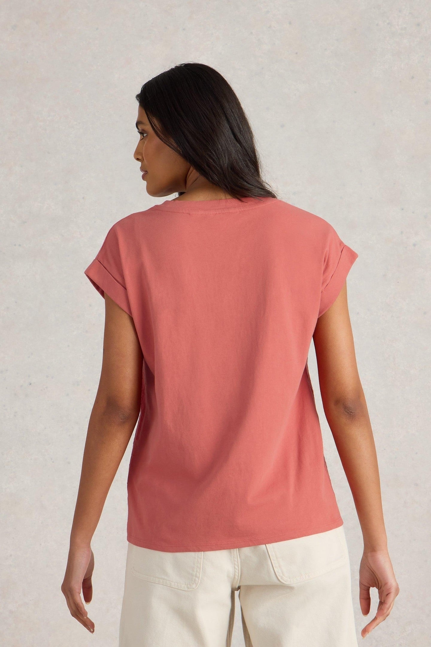 BETTY BRODERIE TEE MID PINK 2