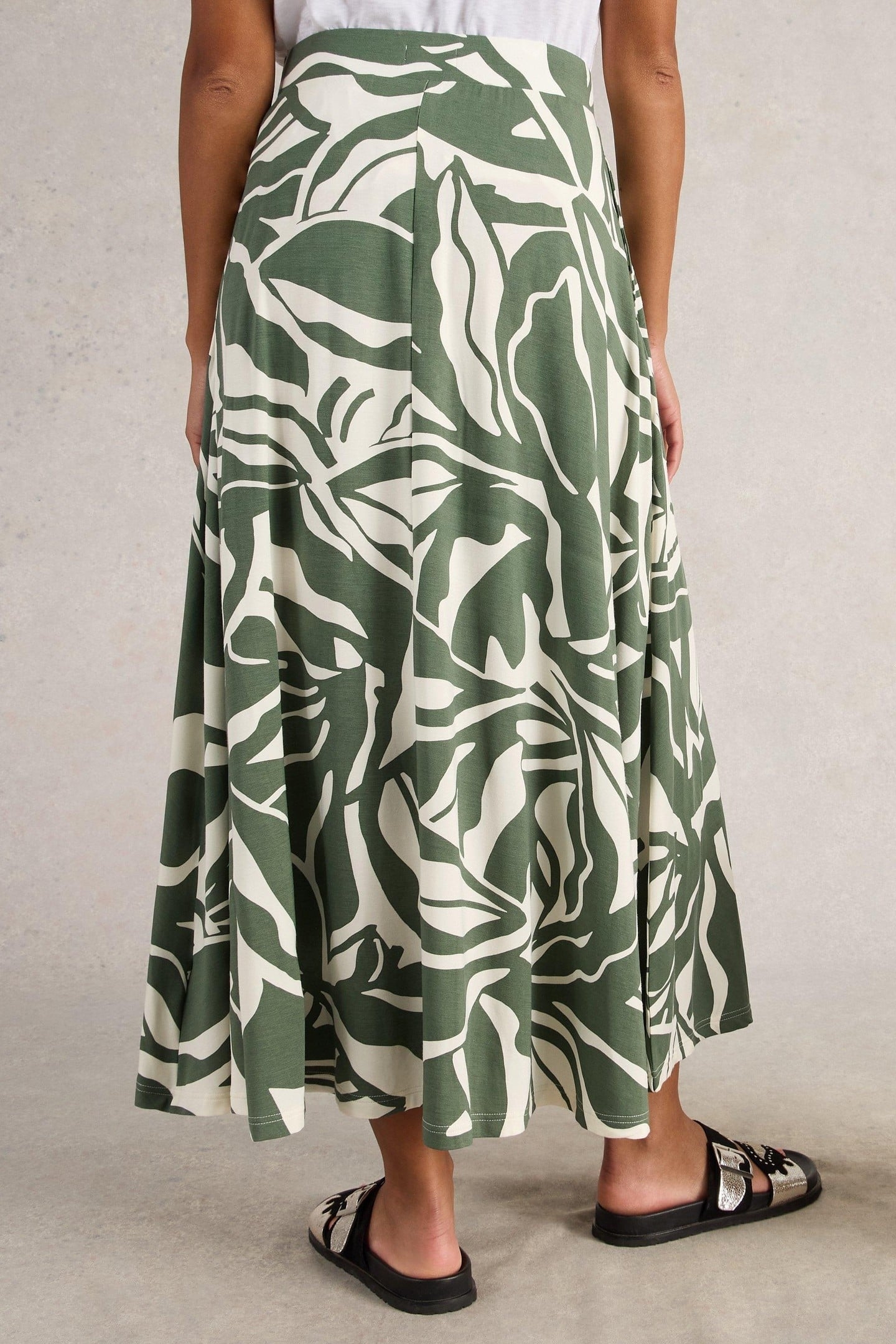 JADA JERSEY MAXI SKIRT GREEN PRINT 2