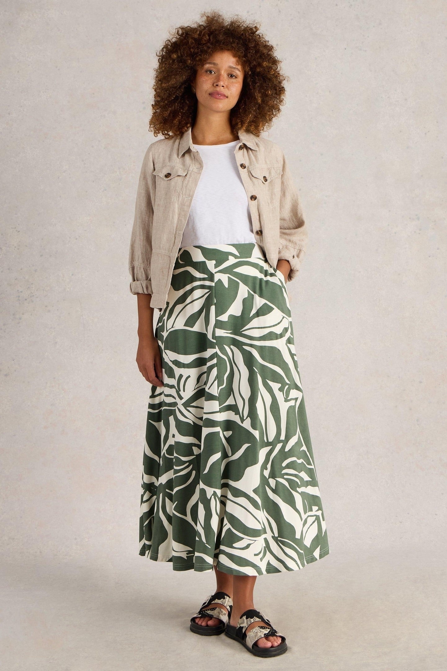 JADA JERSEY MAXI SKIRT GREEN PRINT 1