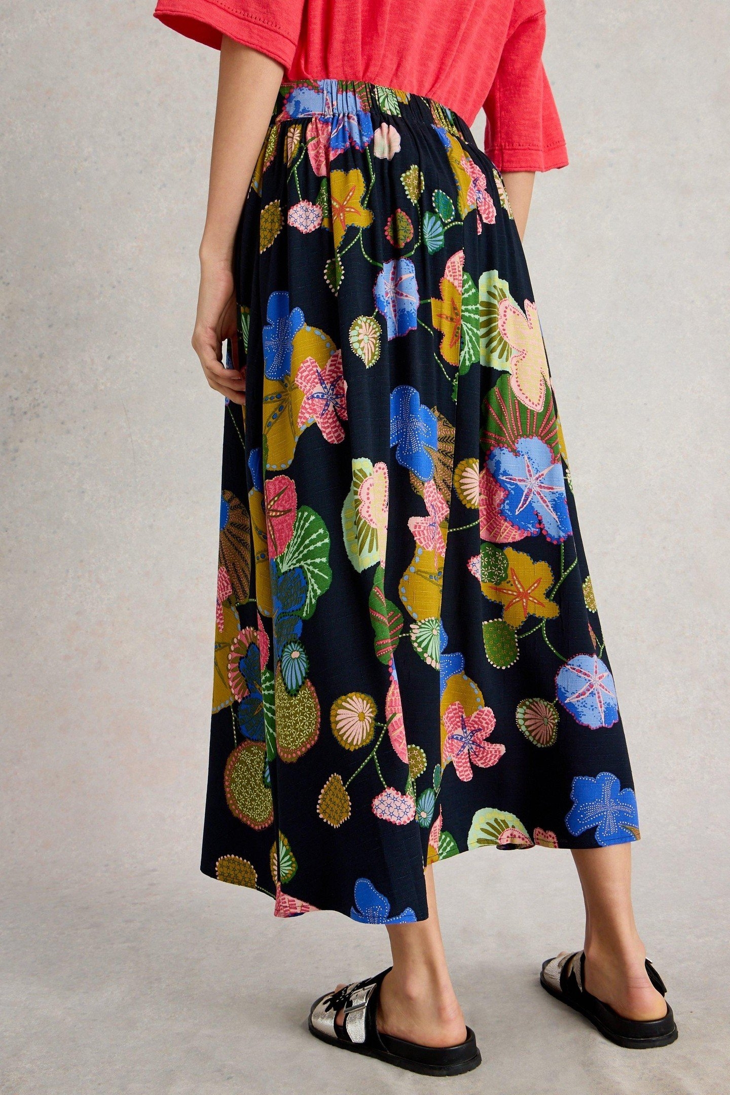 ABIGAIL MIDI SKIRT NAVY PRINT 2