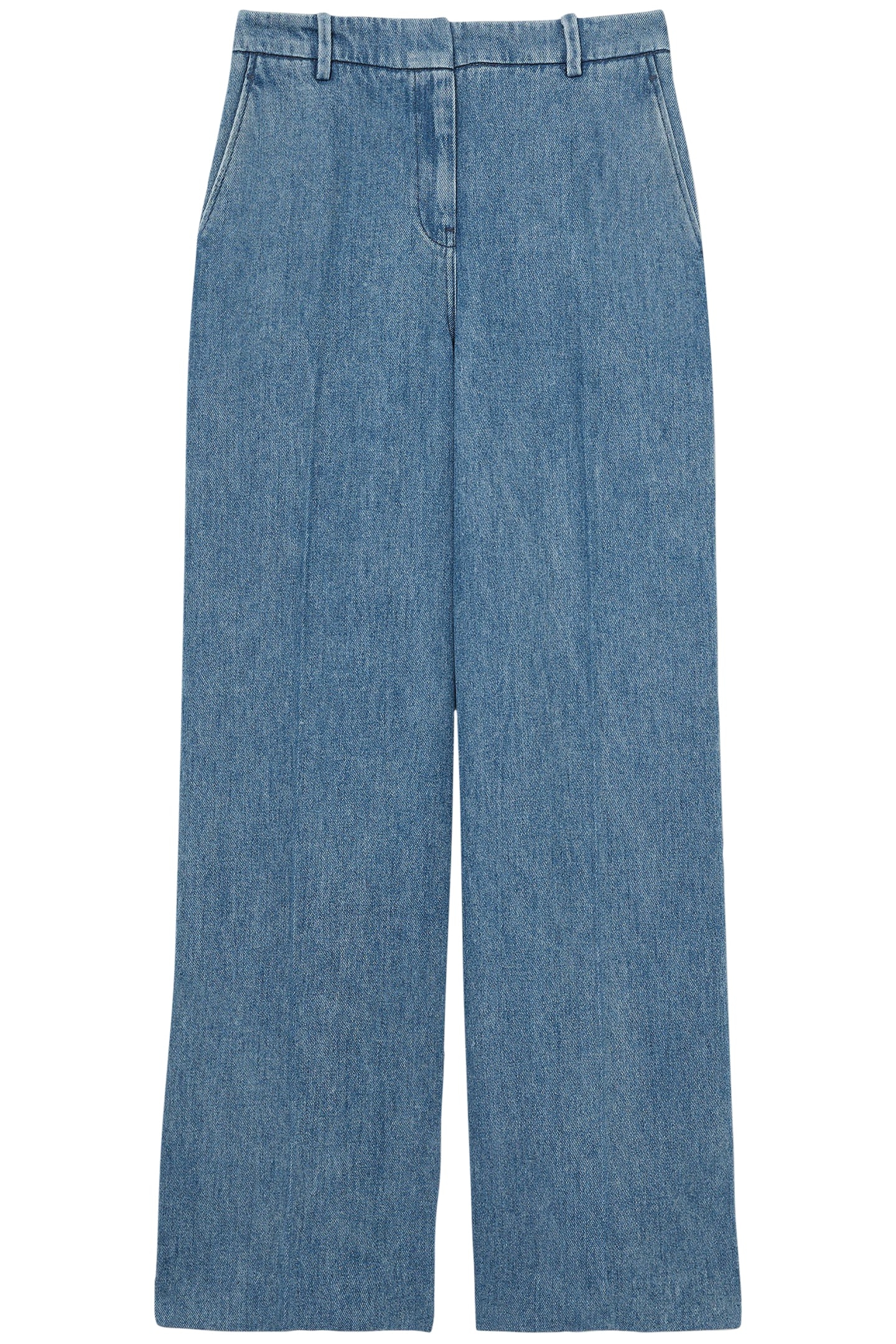 DENIM LOOK WIDE LEG TROUSER MID BLUE 4