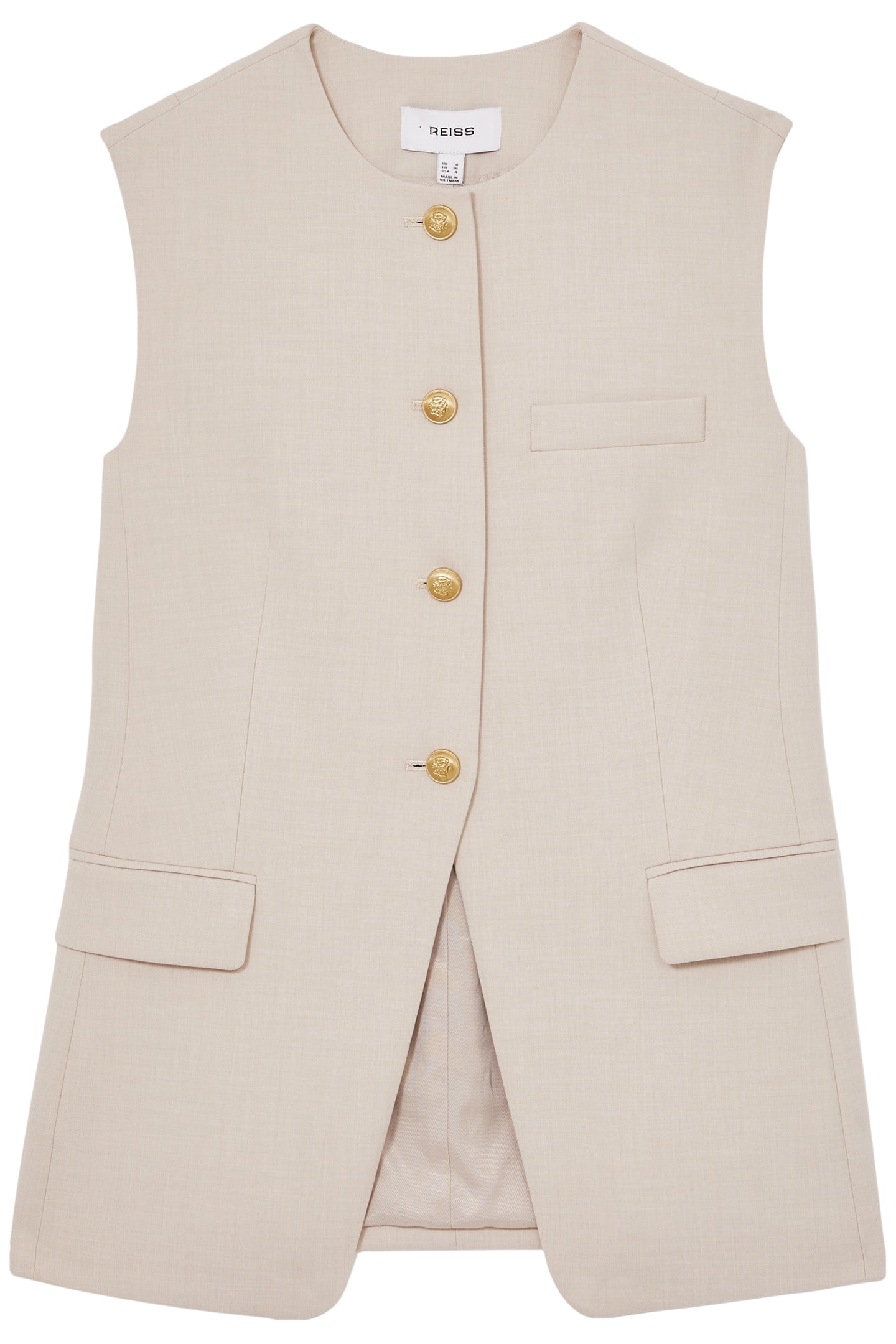 HIGH NECK LONG LINE WAISTCOAT NEUTRAL 4