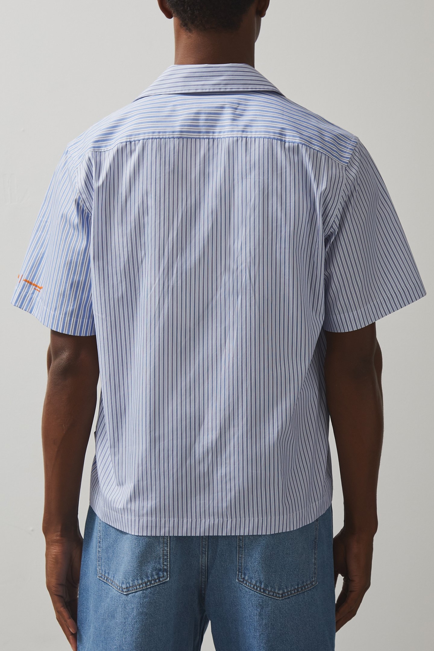 SS STRIPE POPLIN CUBAN SHIRT SOFT BLUE/WHITE 2