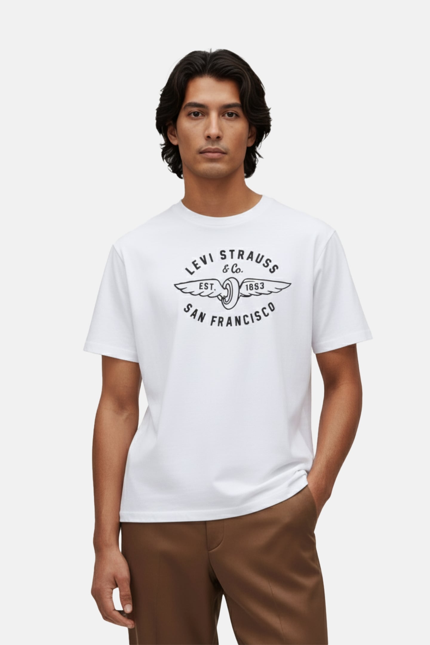 GRAPHIC CREWNECK TEE BLACK LOGO WHITE BODY 1