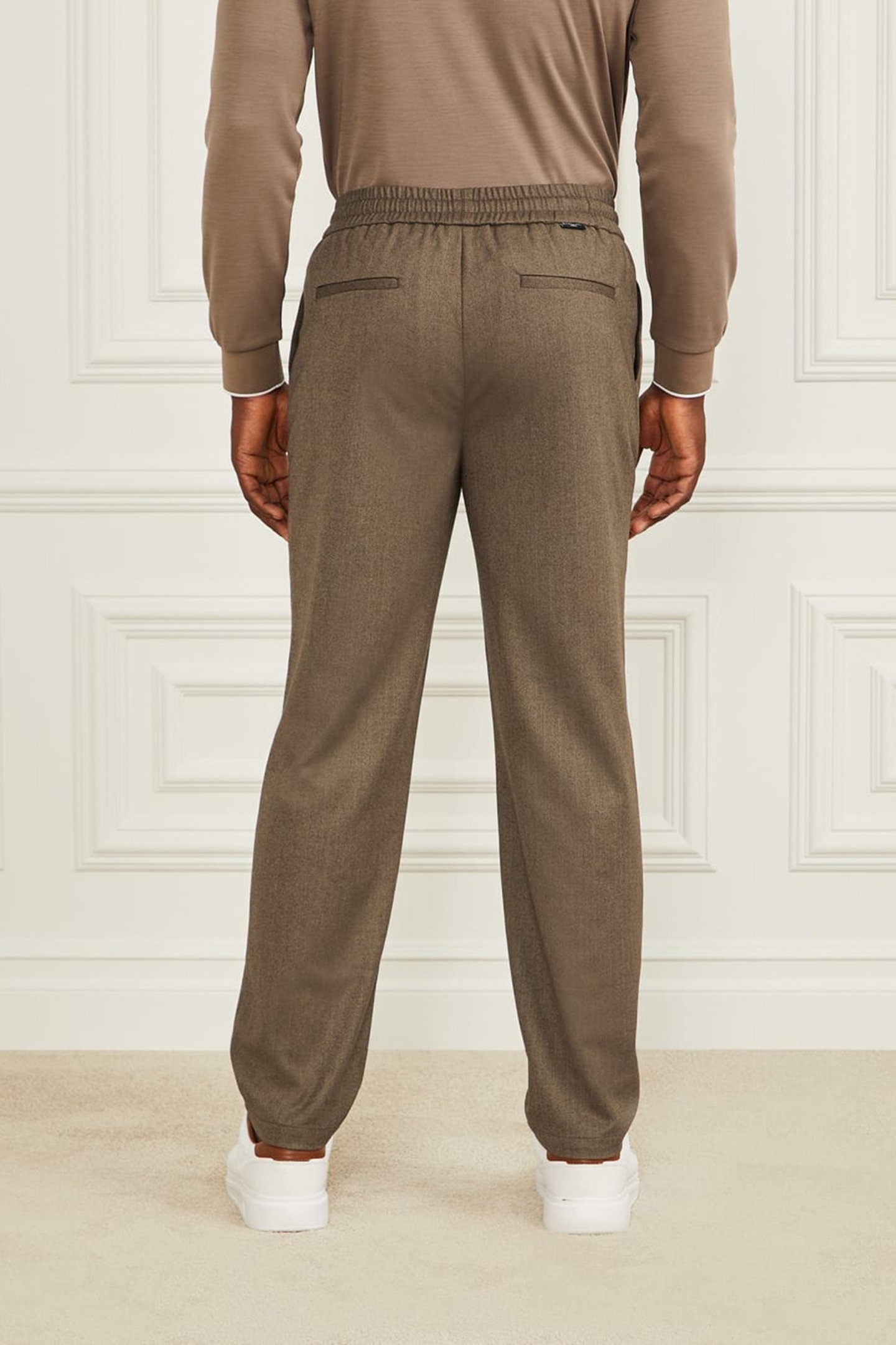 DANIEL TAPERED PANT REG FIT BROWN HERRINGBONE 3