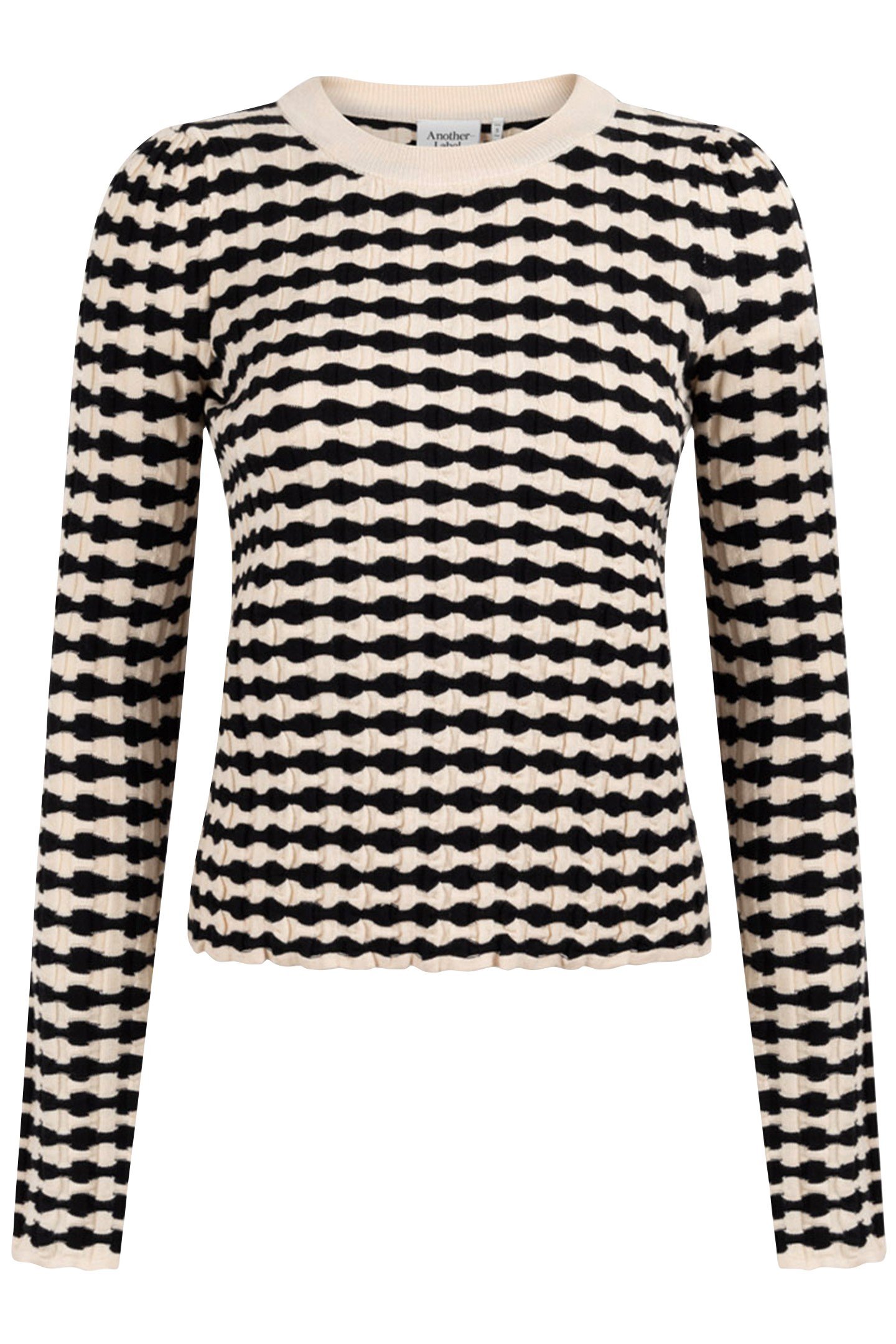 ASTER KNITTED PULL LONG SLEEVE BLACK PARCHMENT STRIPE 1