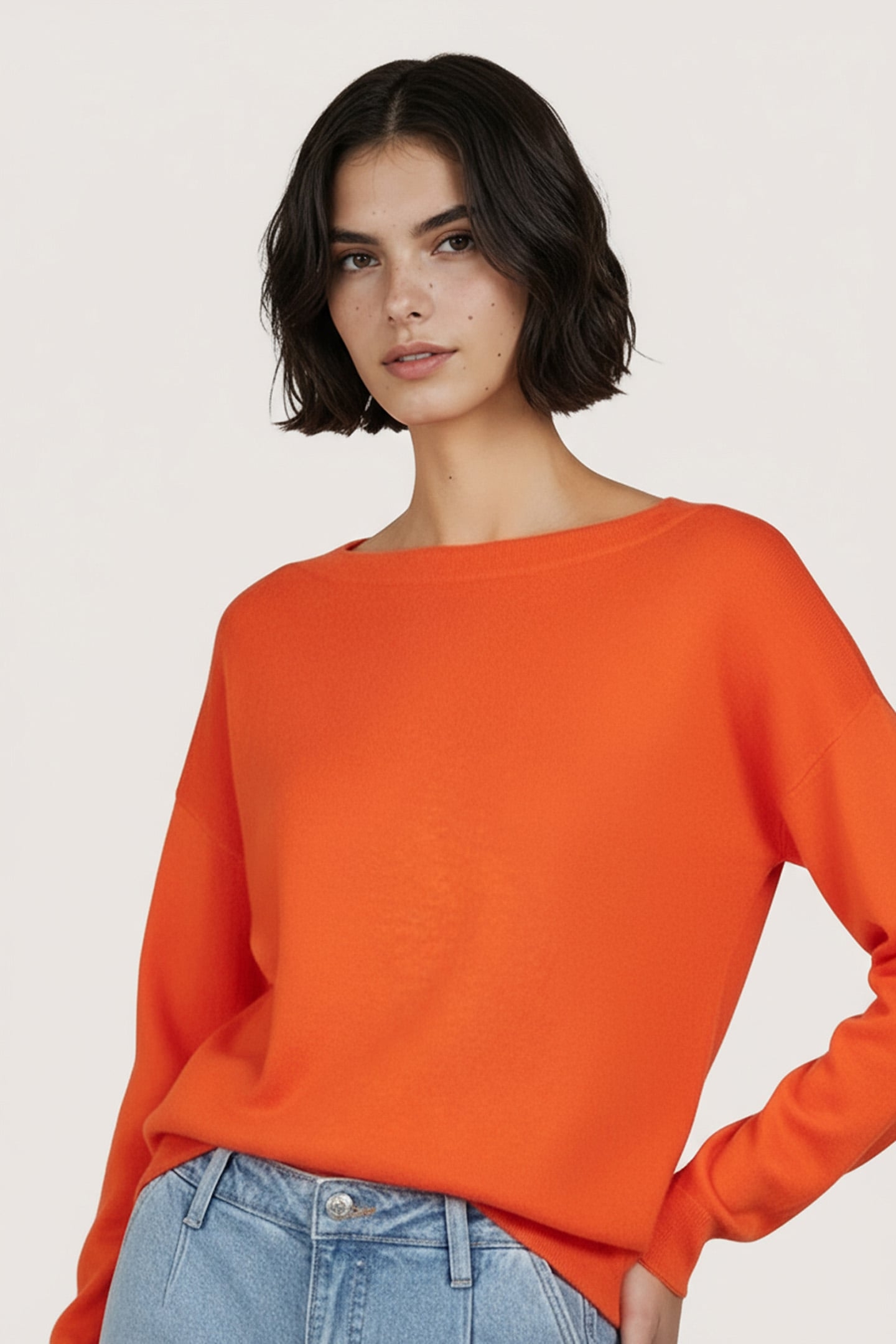 SWEATER BOXY BASIC KNIT ORANGE 2