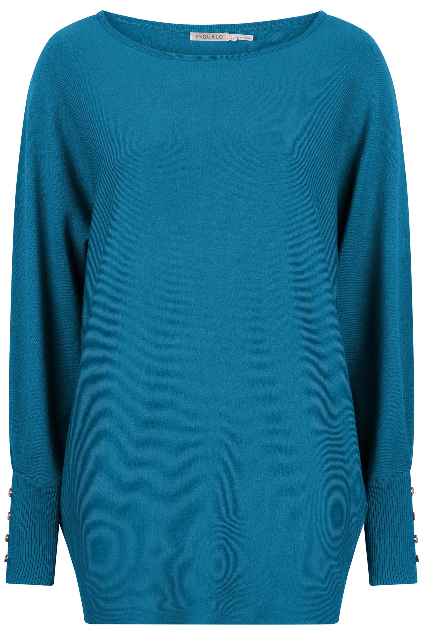 SWEATER BATWING BUTTONED CUFF PETROL 3