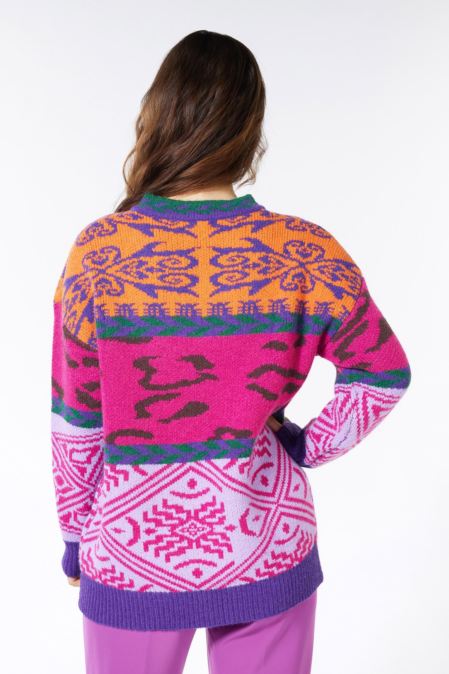 SWEATER JACQUARD COLORED FUCHSIA 3