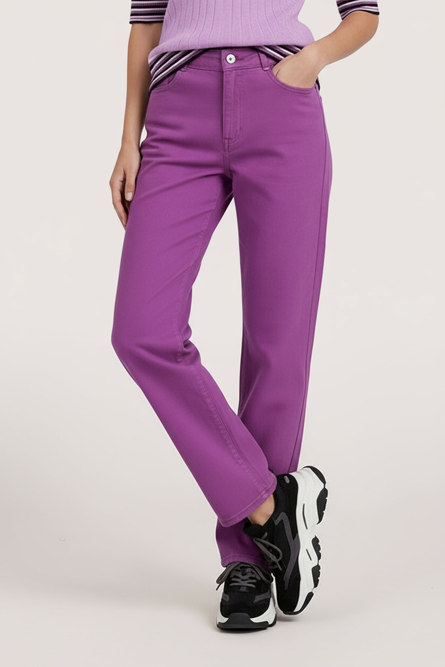 TROUSERS COLORED DENIM STRAIGHT FIT VIOLET 1