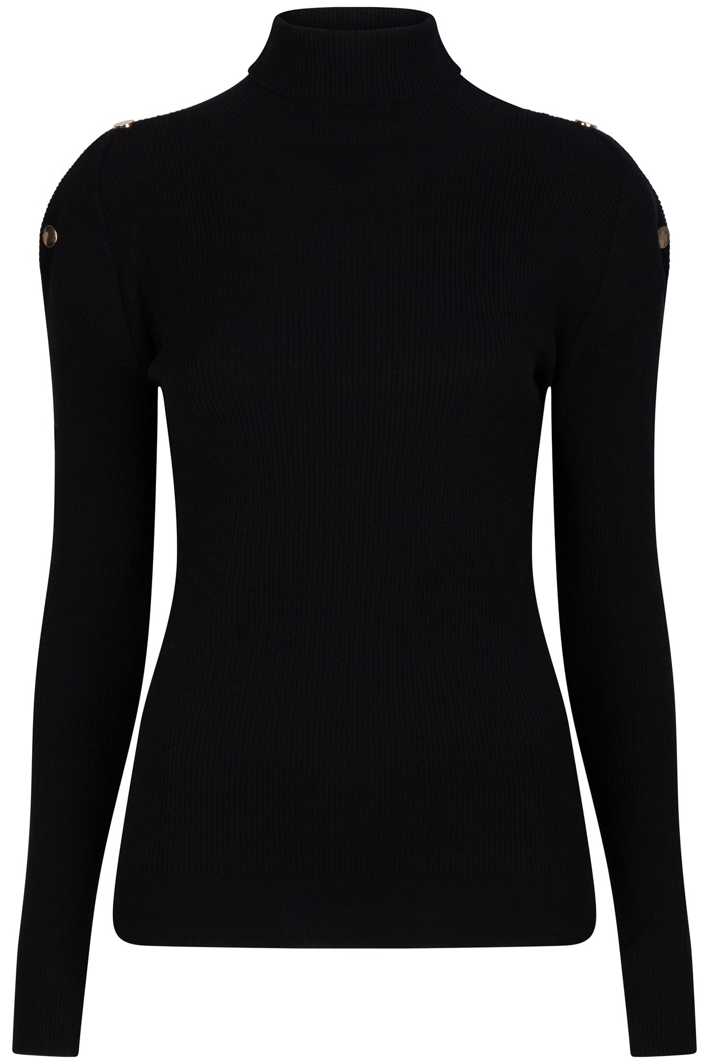 TOP RIB SLV/LSS BUTTONS COL BLACK 1