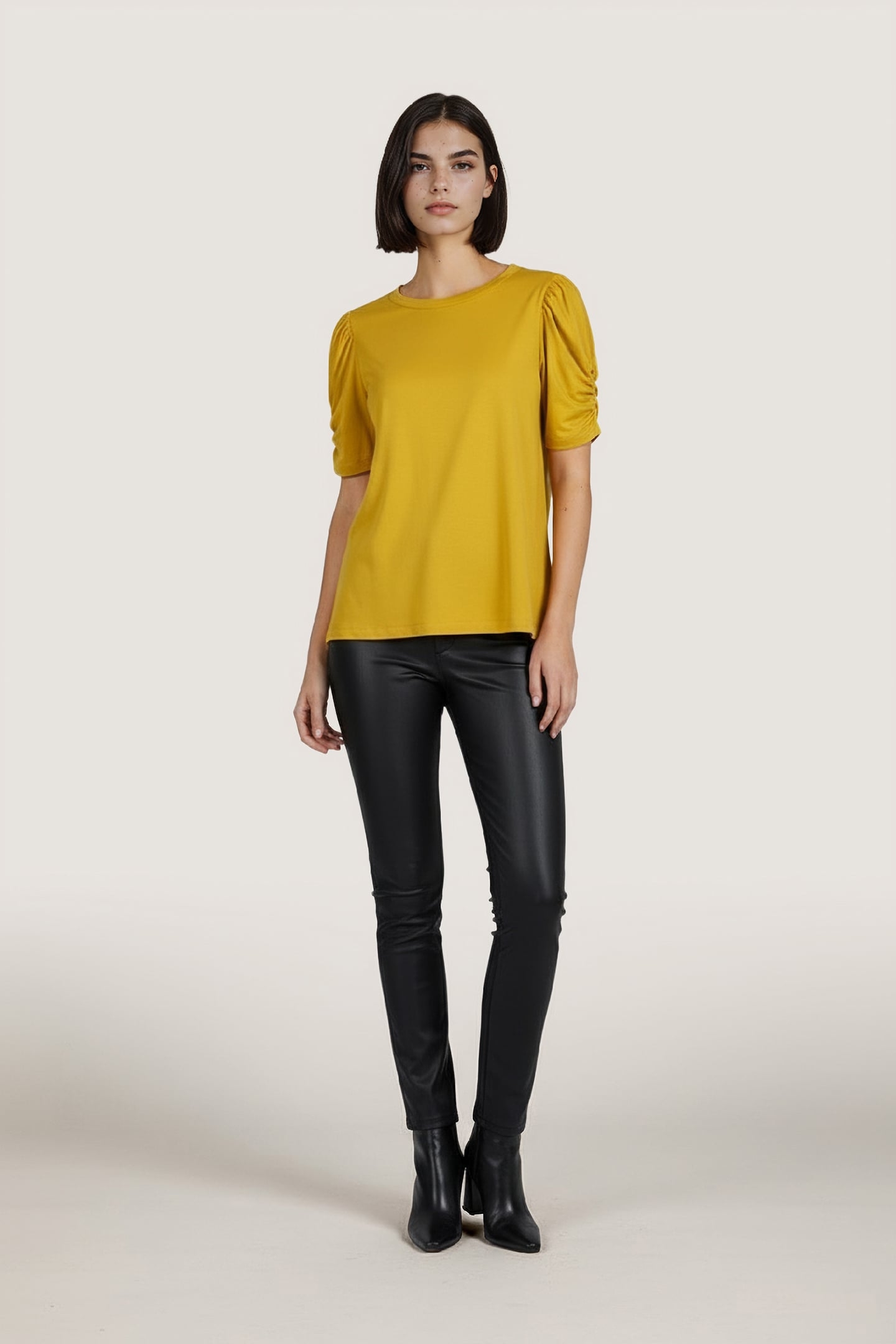 T-SHIRT MODAL PUFF S/SLVE OCHRE 2