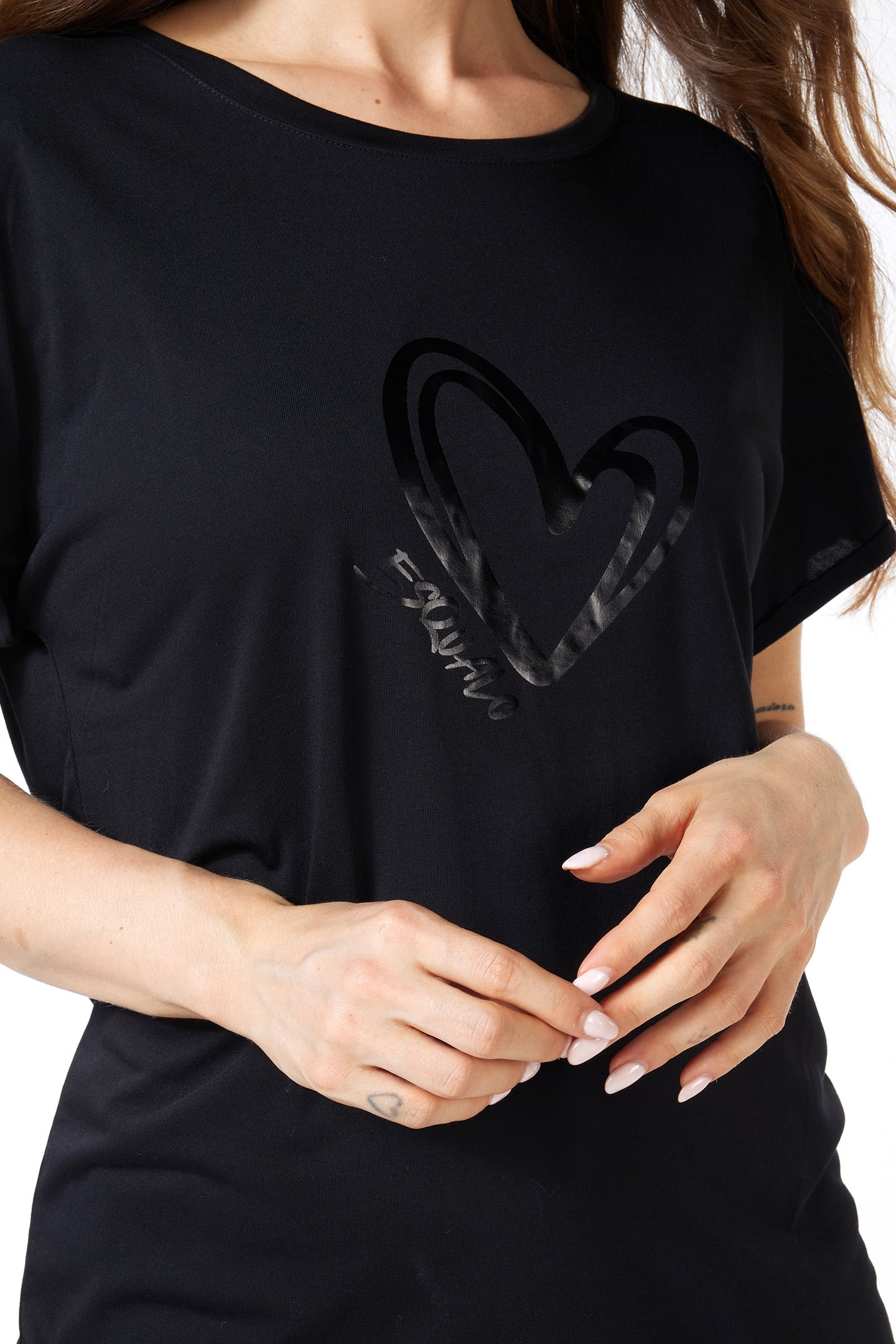 T-SHIRT MODAL TURN UP SLEEVE BLACK 7