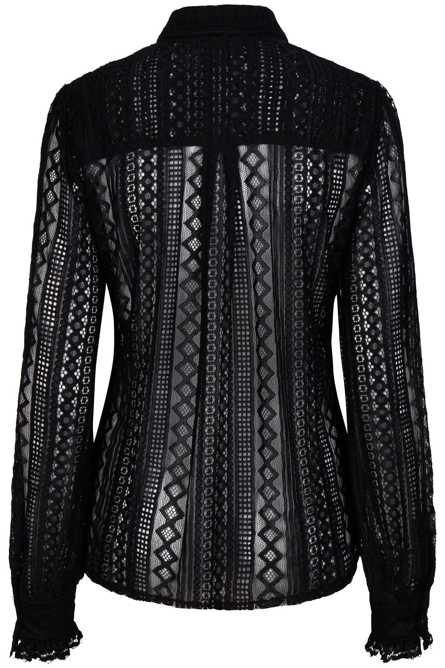 BLOUSE LACE PUFF SLVE BLACK 6