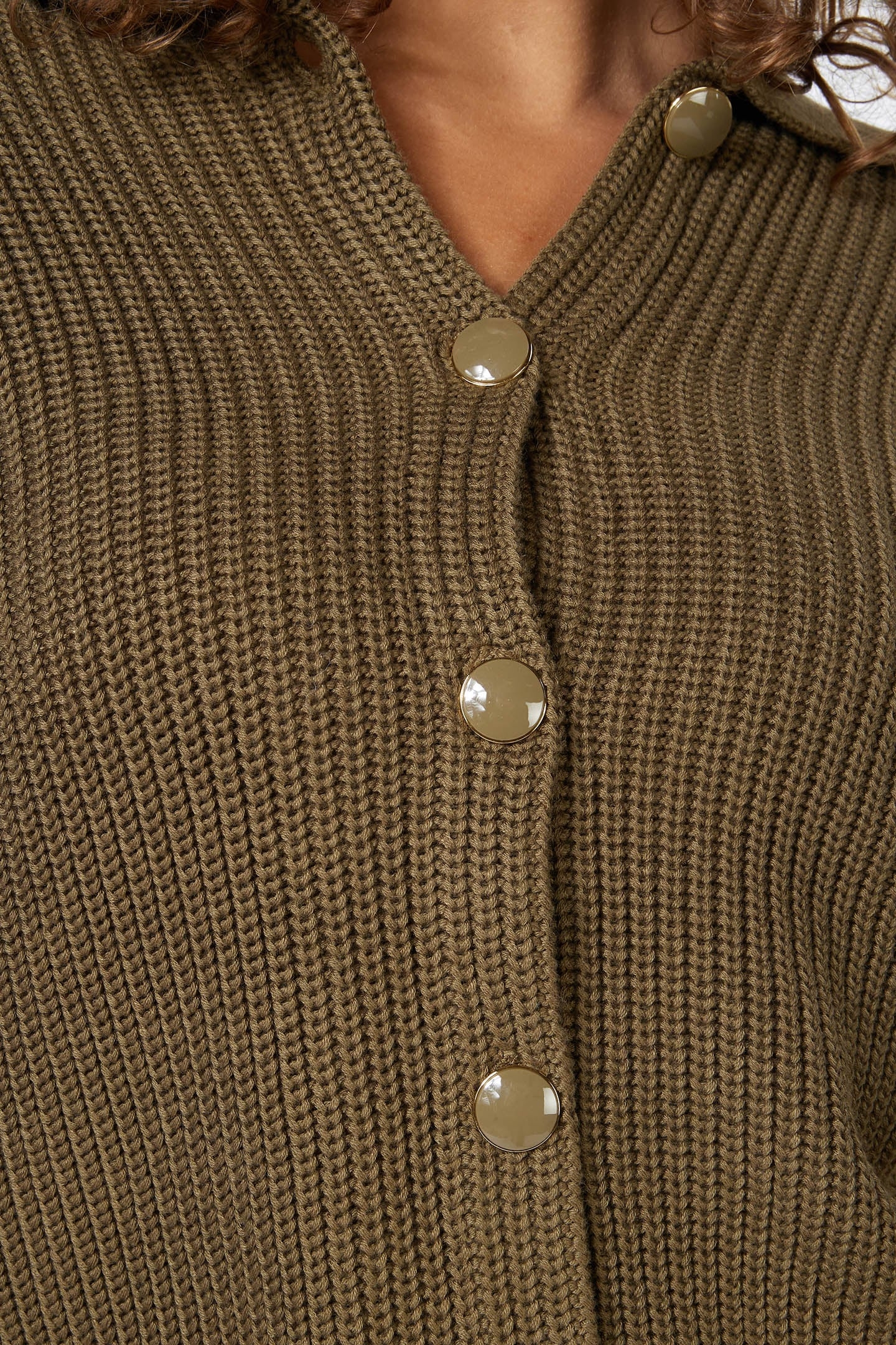 CARDIGAN POLO COLLAR ARMY GREEN 8