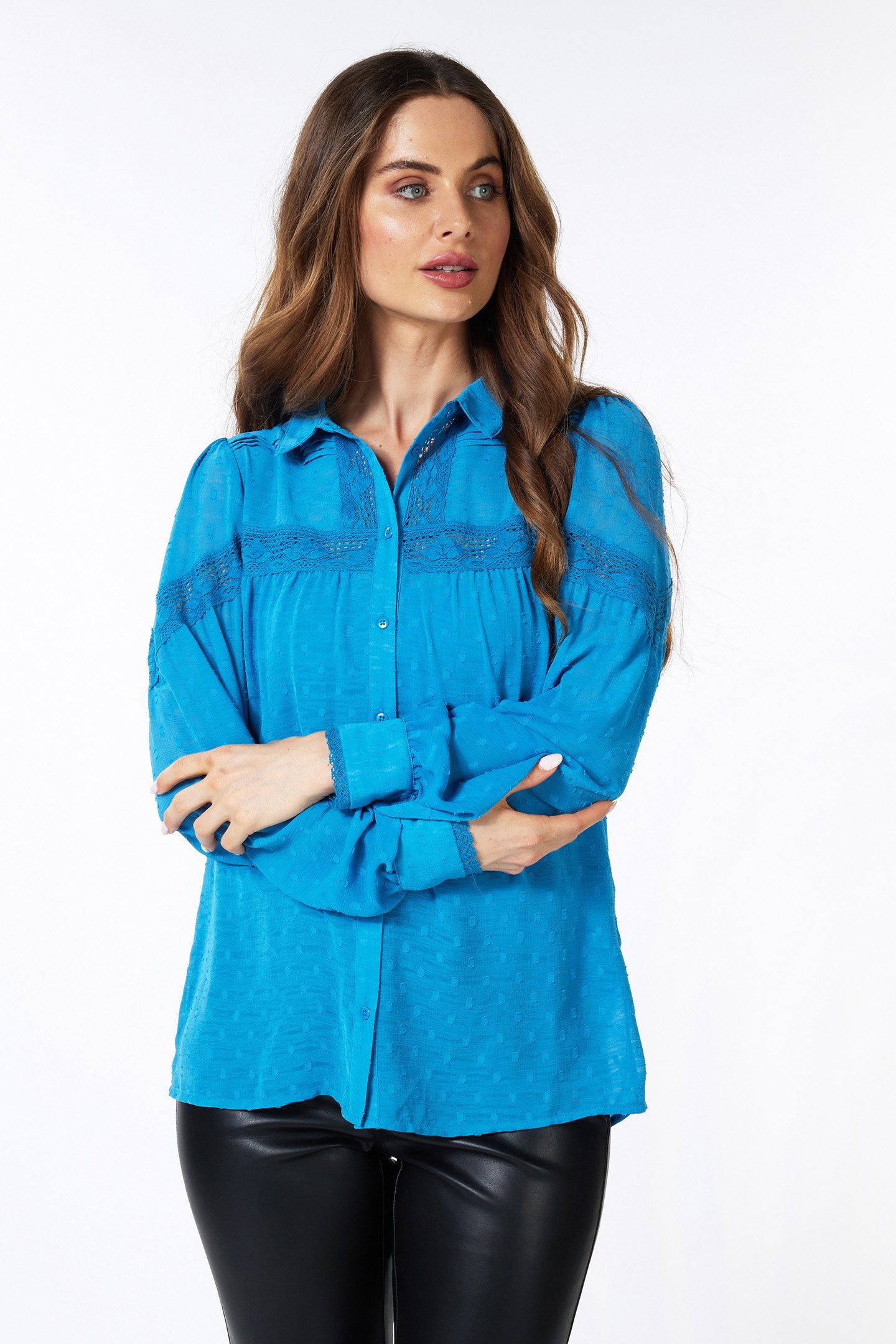 BLOUSE TAPES PLUMETIS PETROL 1