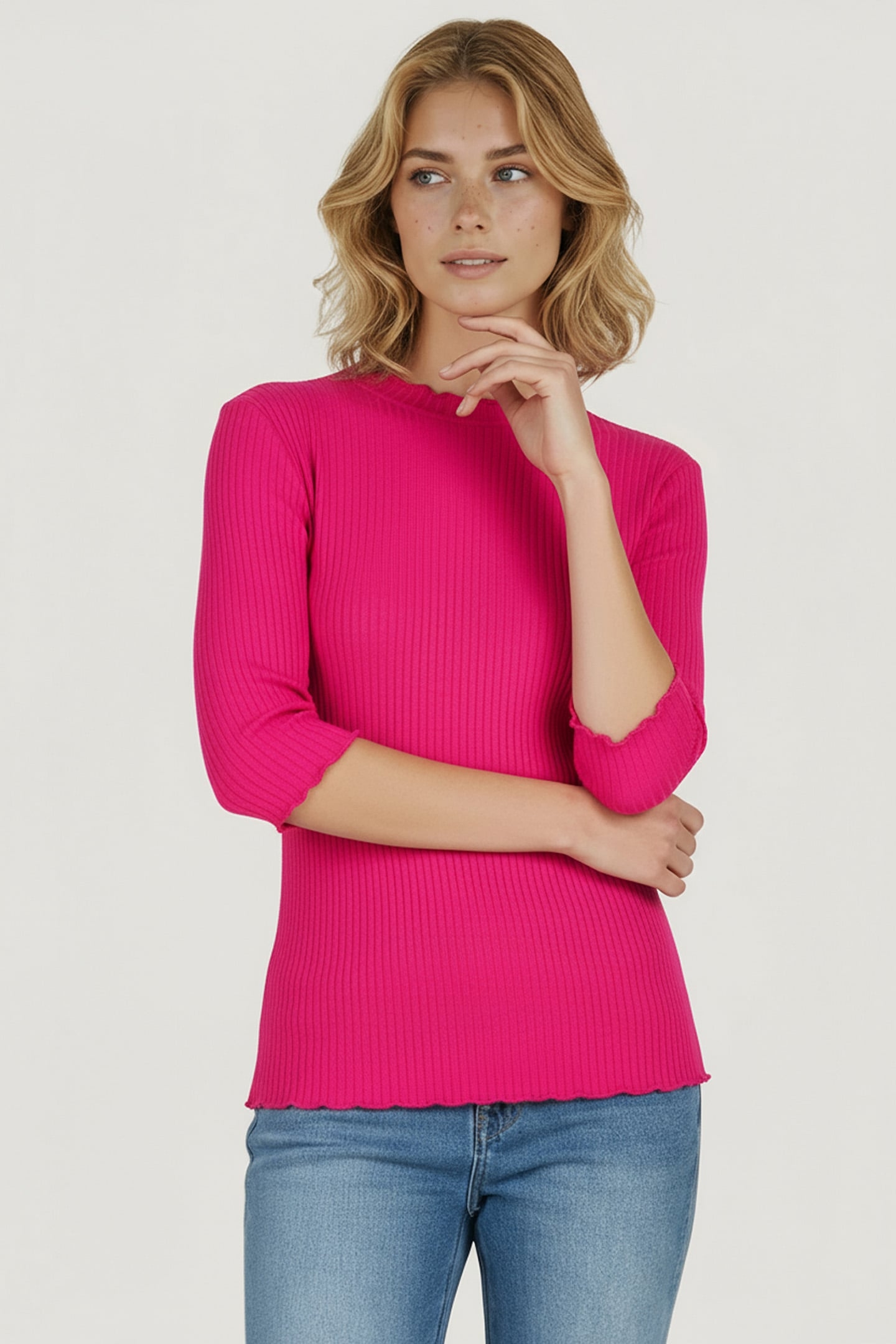 TOP IRREGULAR RIB FUCHSIA 1