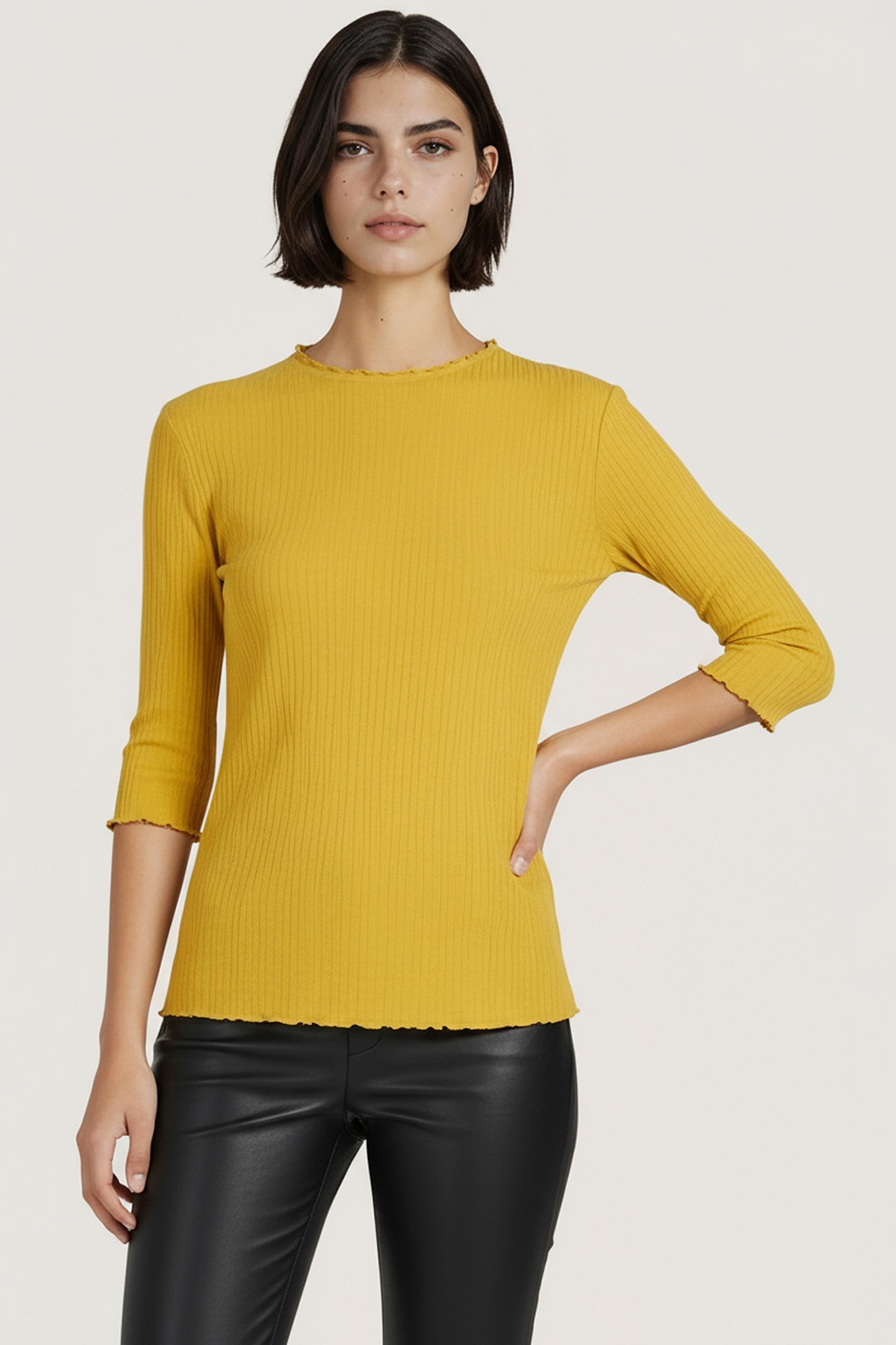 TOP IRREGULAR RIB OCHRE 1