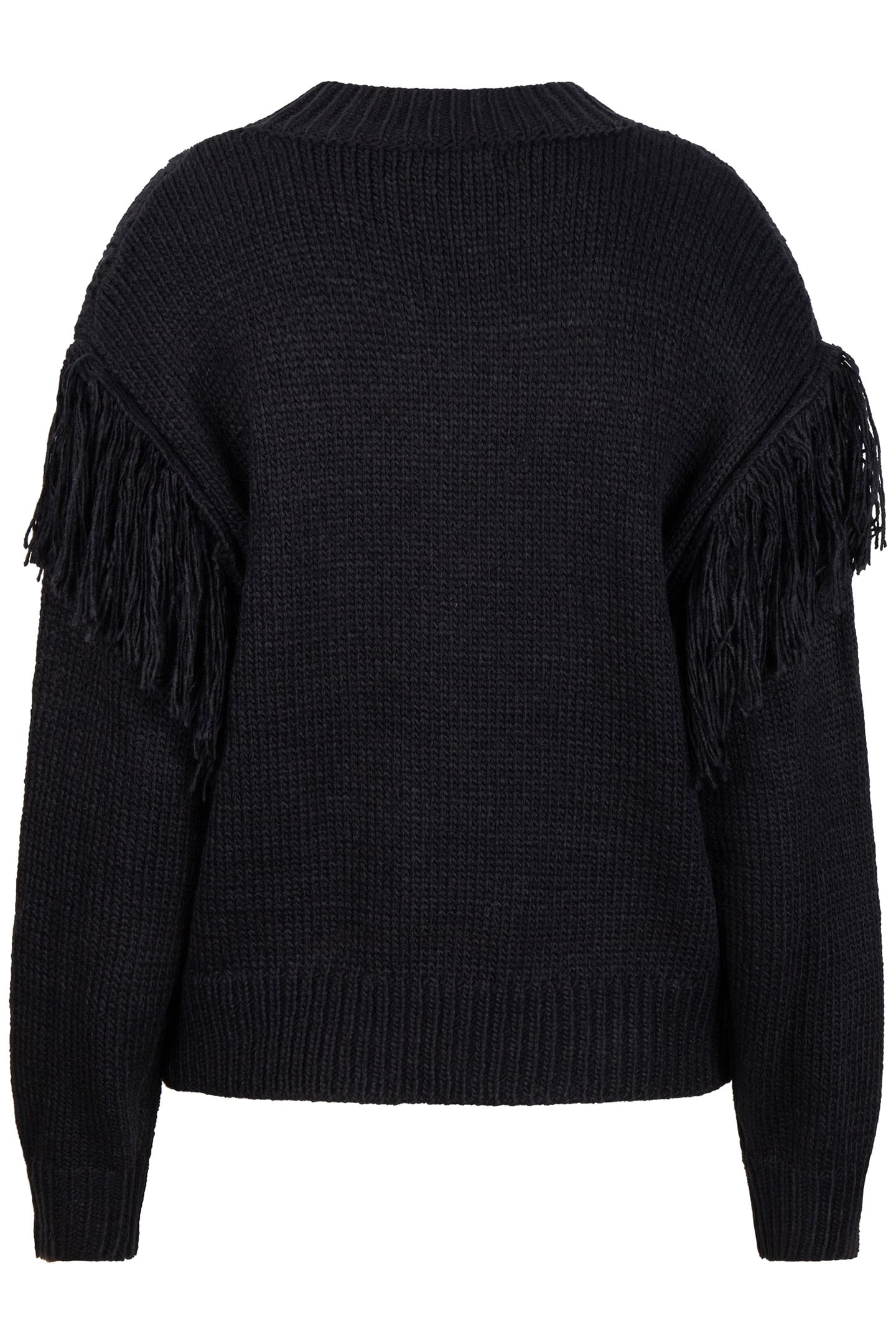 SWEATER CABLE & FRINGES BLACK 5