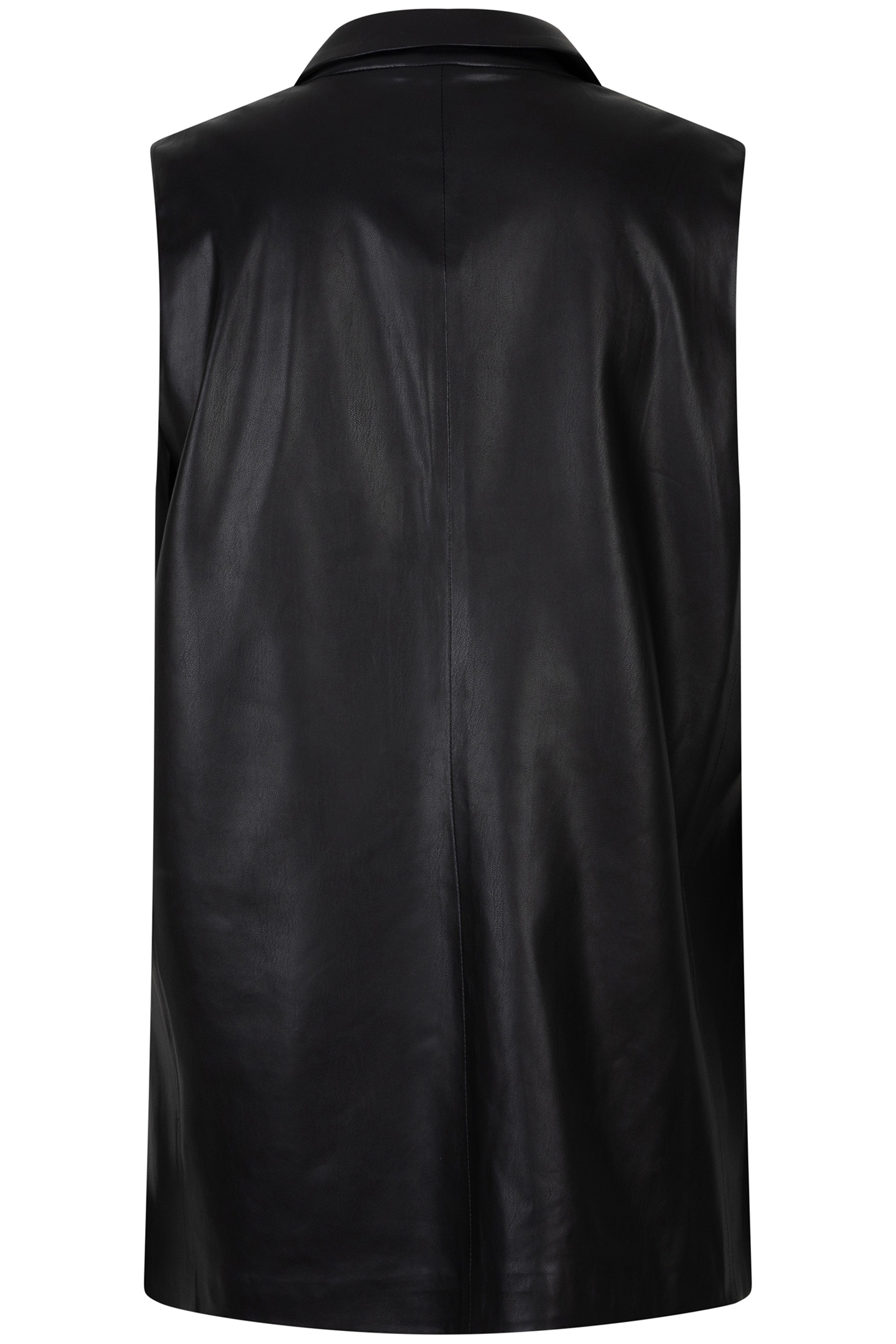 GILET LONG VEGAN LEATHER BLACK 4