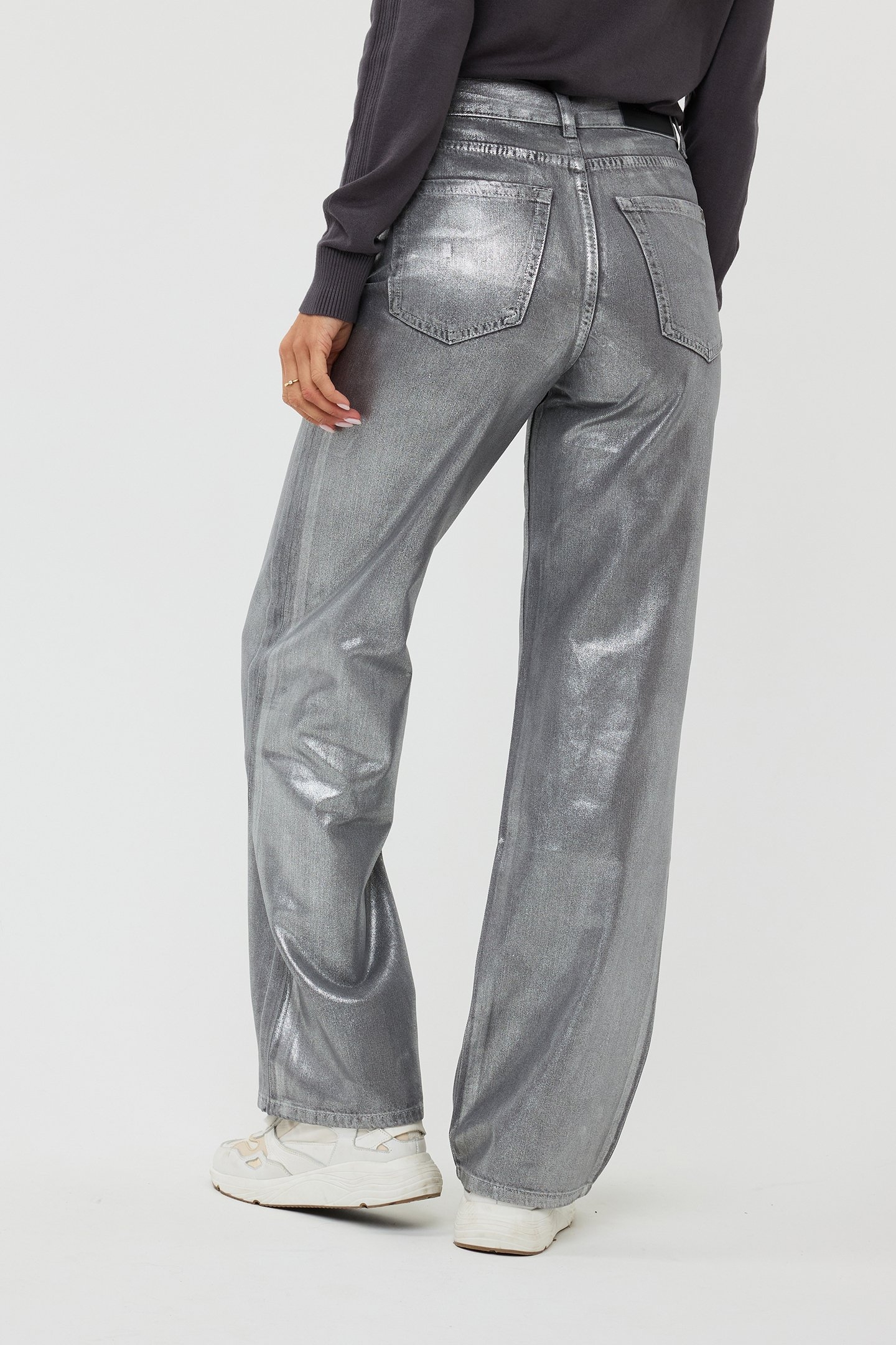 TROUSERS JEANS METALLIC COATED DARK GREY 3