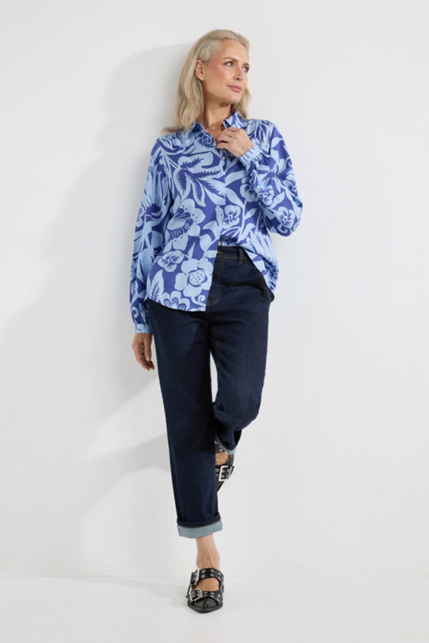 ARMAND BLOUSE OCEAN BLUE PRINT 2