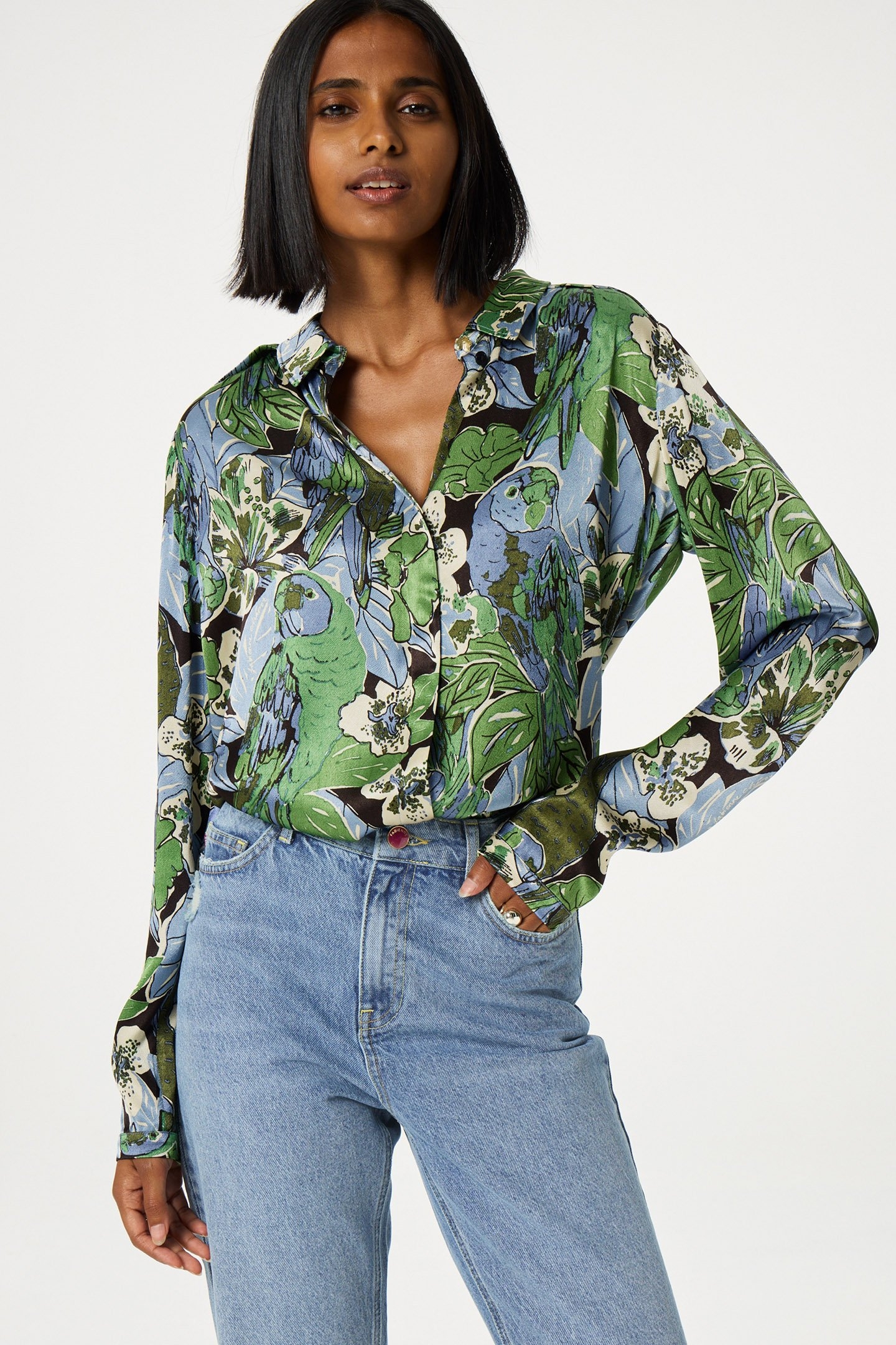 SUNRISE BLOUSE BLACK/PARROT GREEN 1