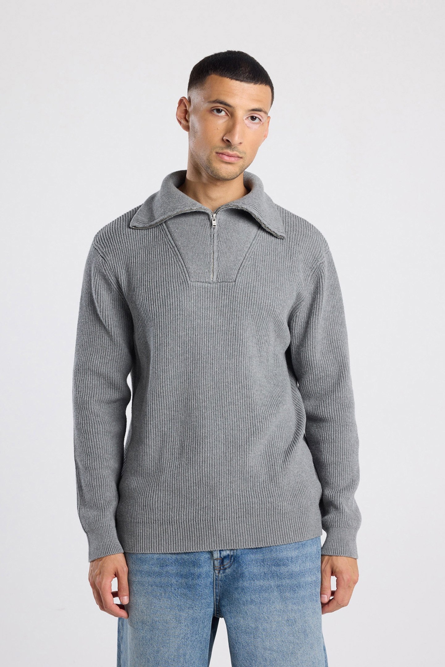 KENT HALFZIP DARK GREY MELANGE 1