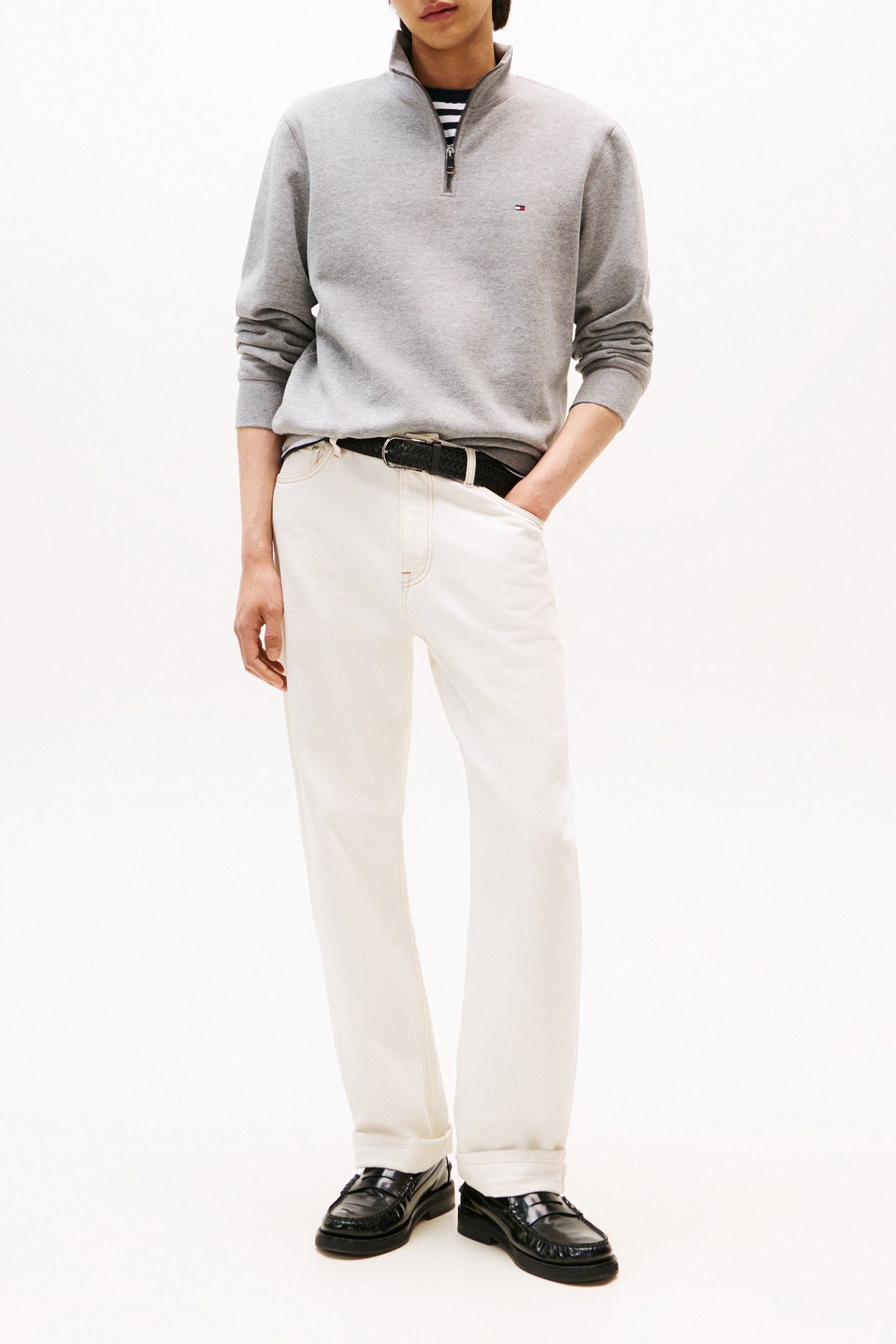 ESSENTIAL FLEECE 1/4 ZIP MEDIUM GREY HEATHER 2