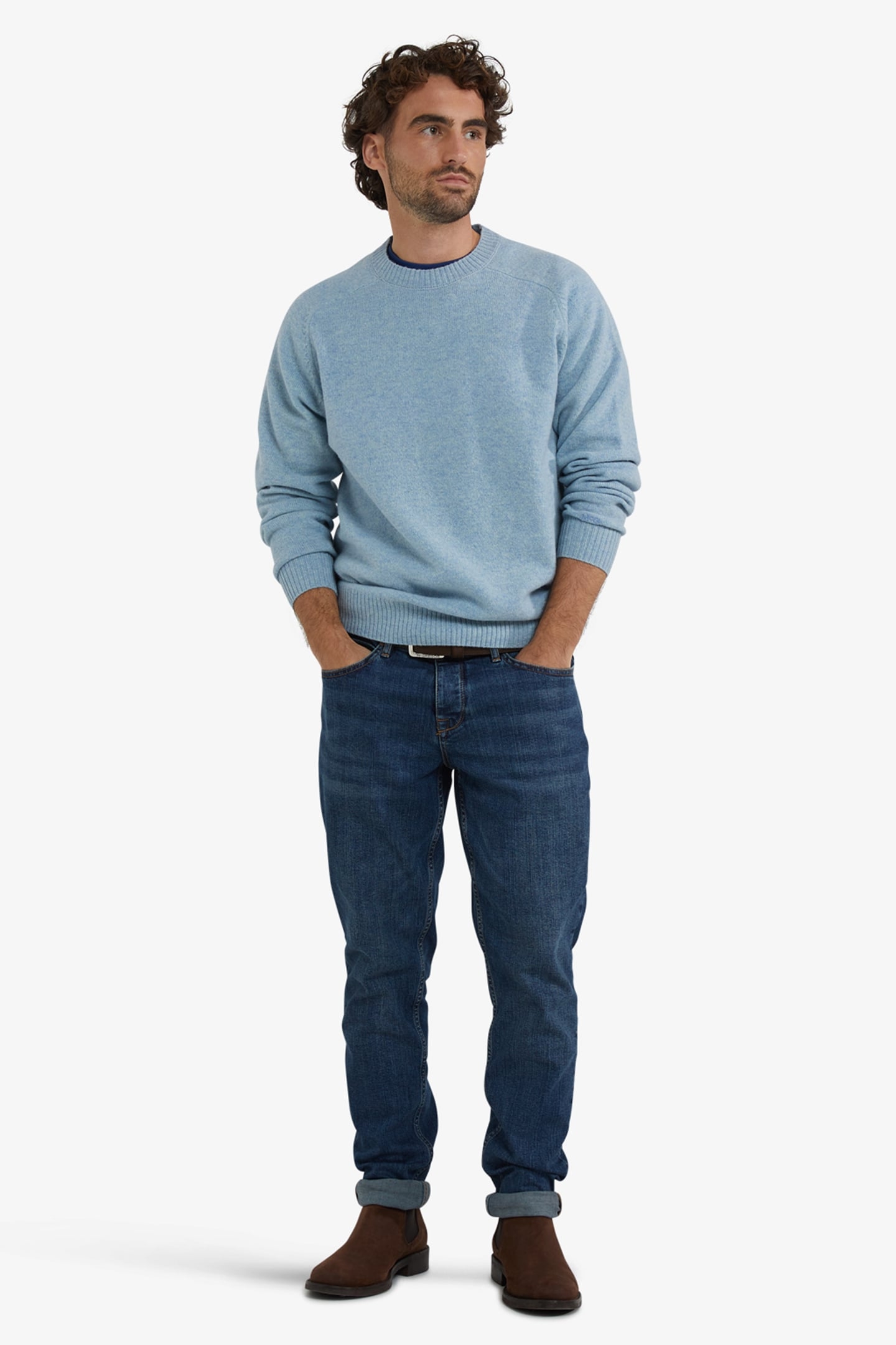 LAMBSWOOL CREW NECK SWEATER ICE BLUE 2