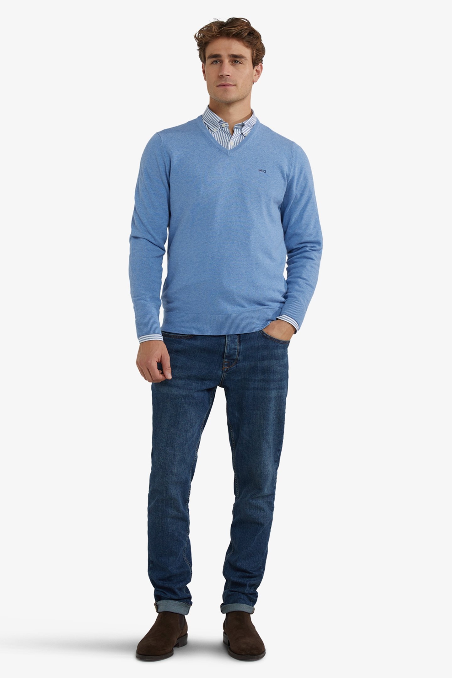 V-NECK SWEATER ICE BLUE 2