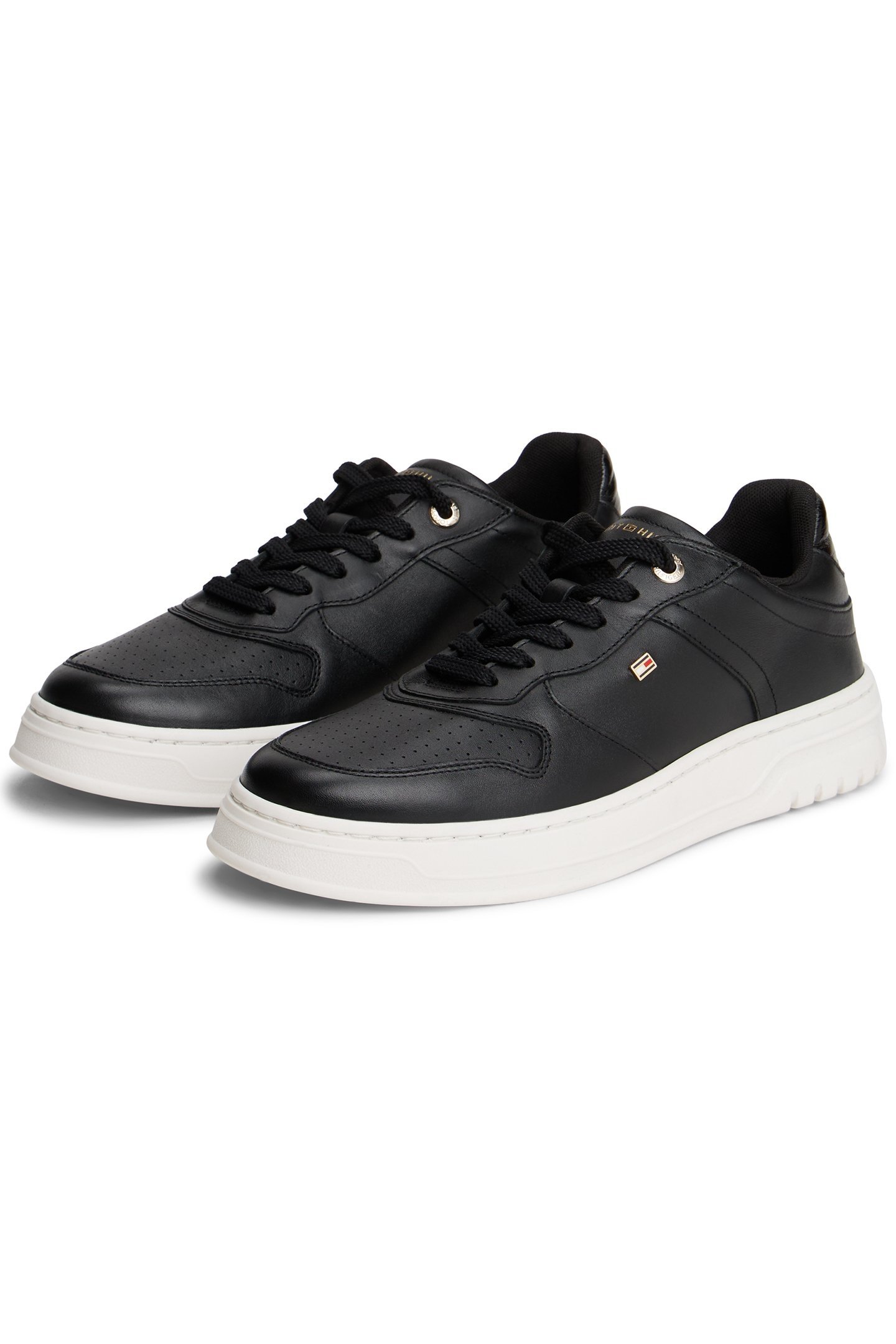 SPORTY CUPSOLE LEATHER TRAINERS BLACK 2